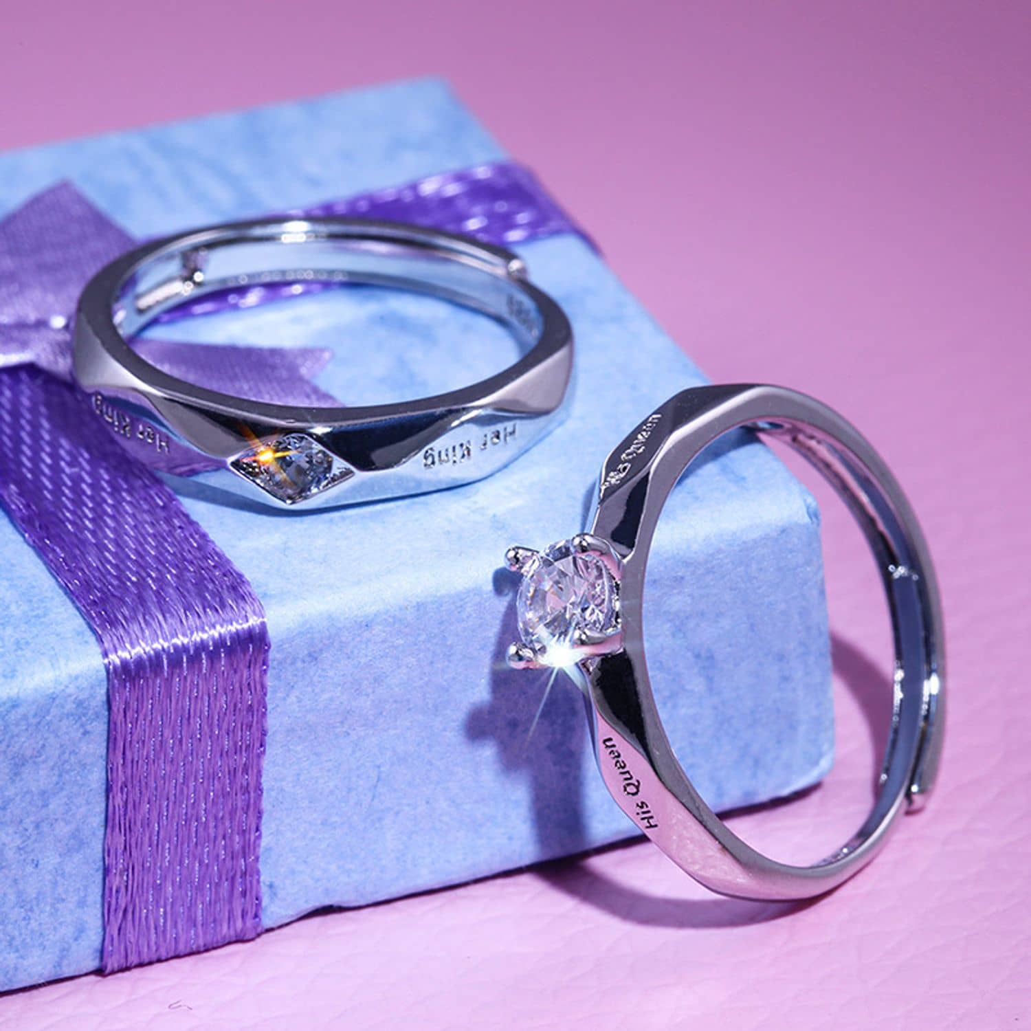 Thrillz Silver Couple Ring ( Pack of 2 )