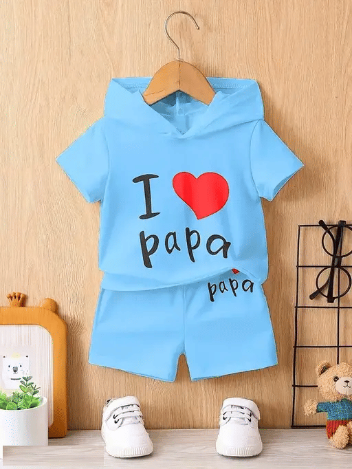 VELION Pack of 1 Boys Cotton Blend T-Shirt & Shorts Set ( Light Blue )