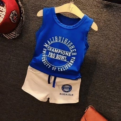 VELION Pack of 1 Boys Cotton Blend T-Shirt & Shorts Set ( Royal Blue )