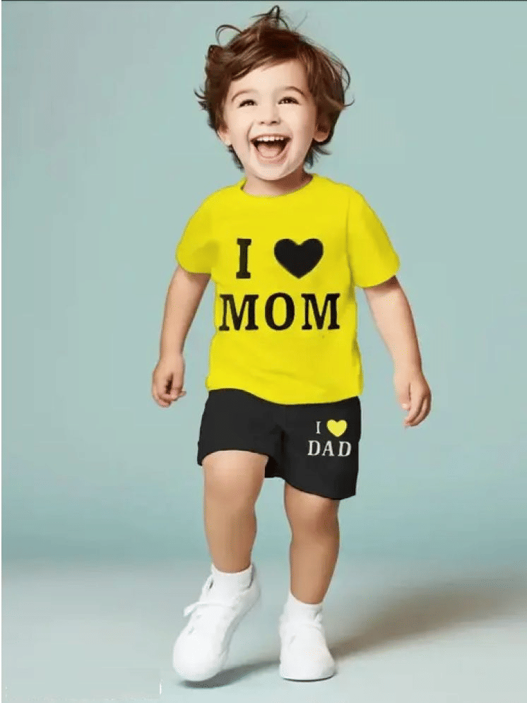 VELION Pack of 1 Unisex for Baby Cotton Blend T-Shirt & Shorts ( Yellow & Black )