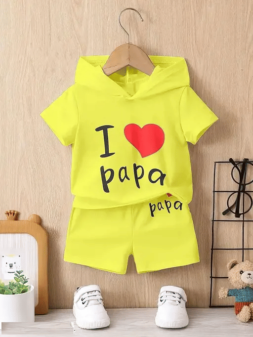 VELION Pack of 1 Unisex for Baby Cotton Blend T-Shirt & Shorts ( Yellow )