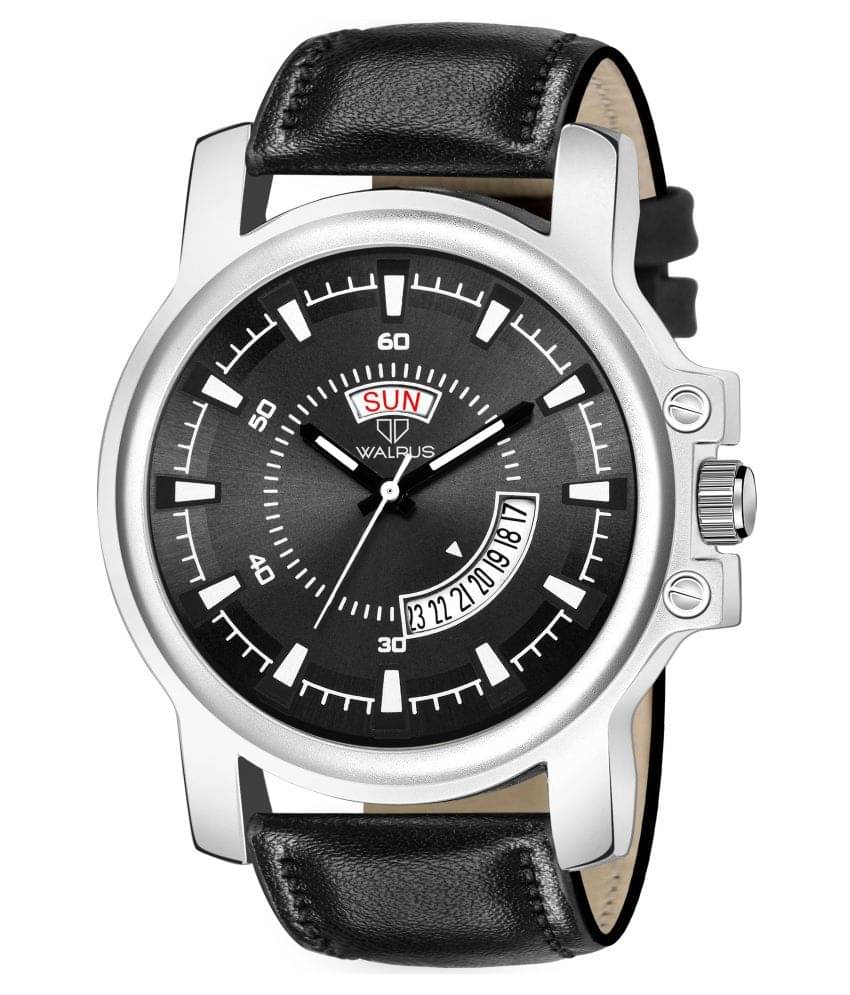     			Walrus Black Leather Analog Men's Watch