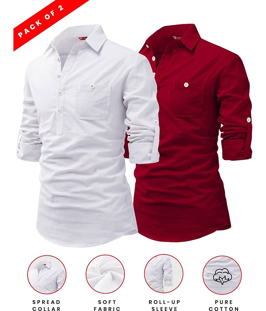 Yugnik Grey Cotton Men's Regular Kurta ( Pack of 2 ) - Kurtas & Kurta Sets | Buy online on ZillyBuy