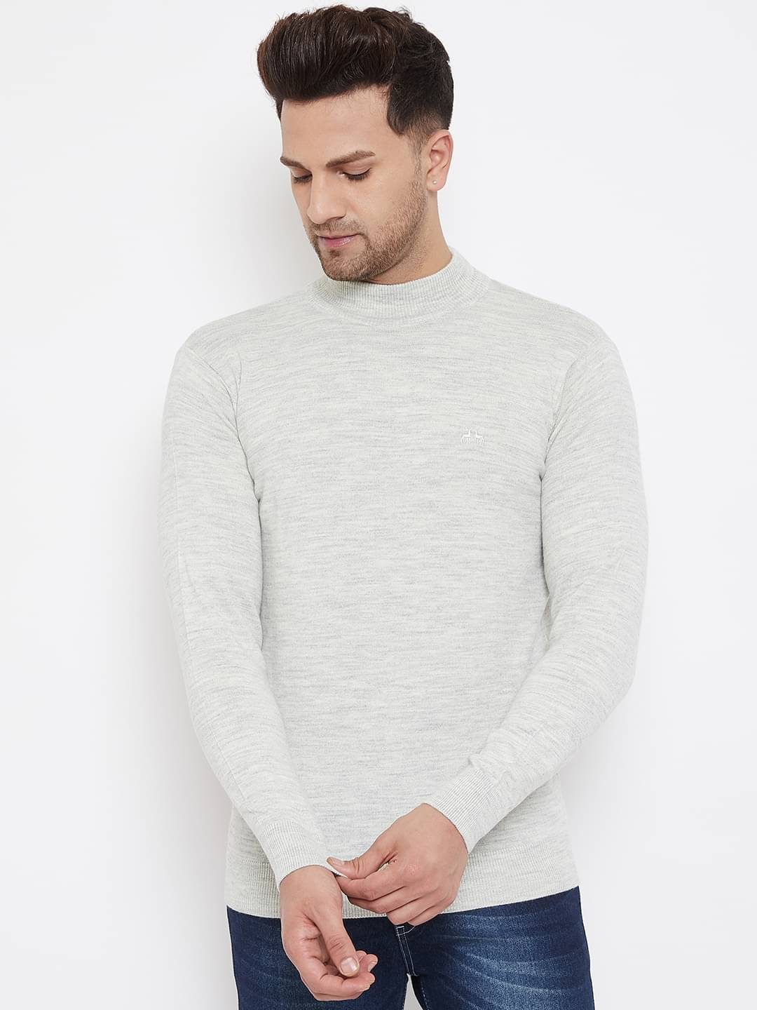 98 Degree North Woollen High Neck Men's Full Sleeves Pullover Sweater - Grey ( Pack of 1 )     			98 Degree North Woollen High Neck Men's Full Sleeves Pullover Sweater - Grey ( Pack of 1 )