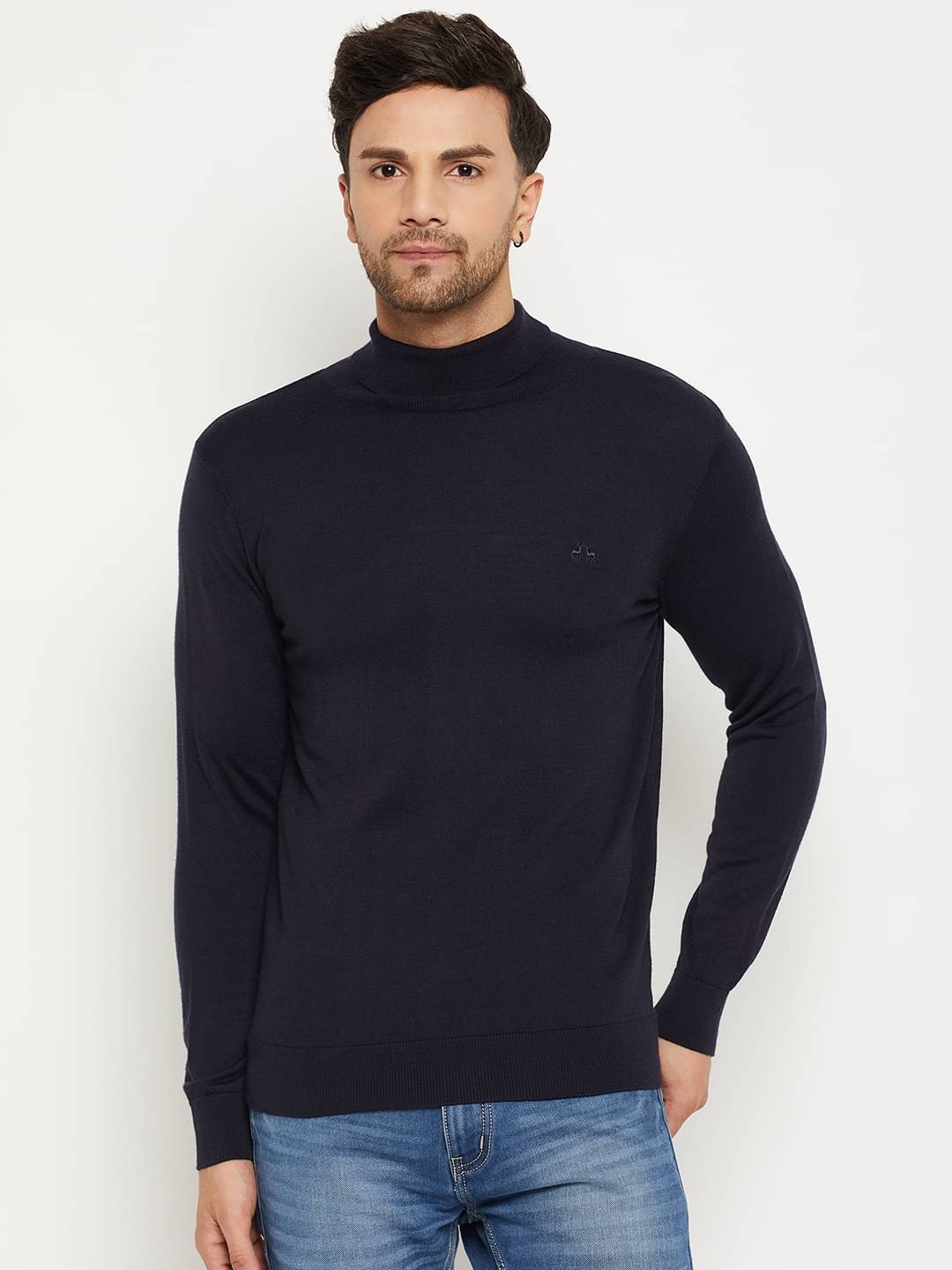 98 Degree North Woollen High Neck Men's Full Sleeves Pullover Sweater - Navy ( Pack of 1 )     			98 Degree North Woollen High Neck Men's Full Sleeves Pullover Sweater - Navy ( Pack of 1 )