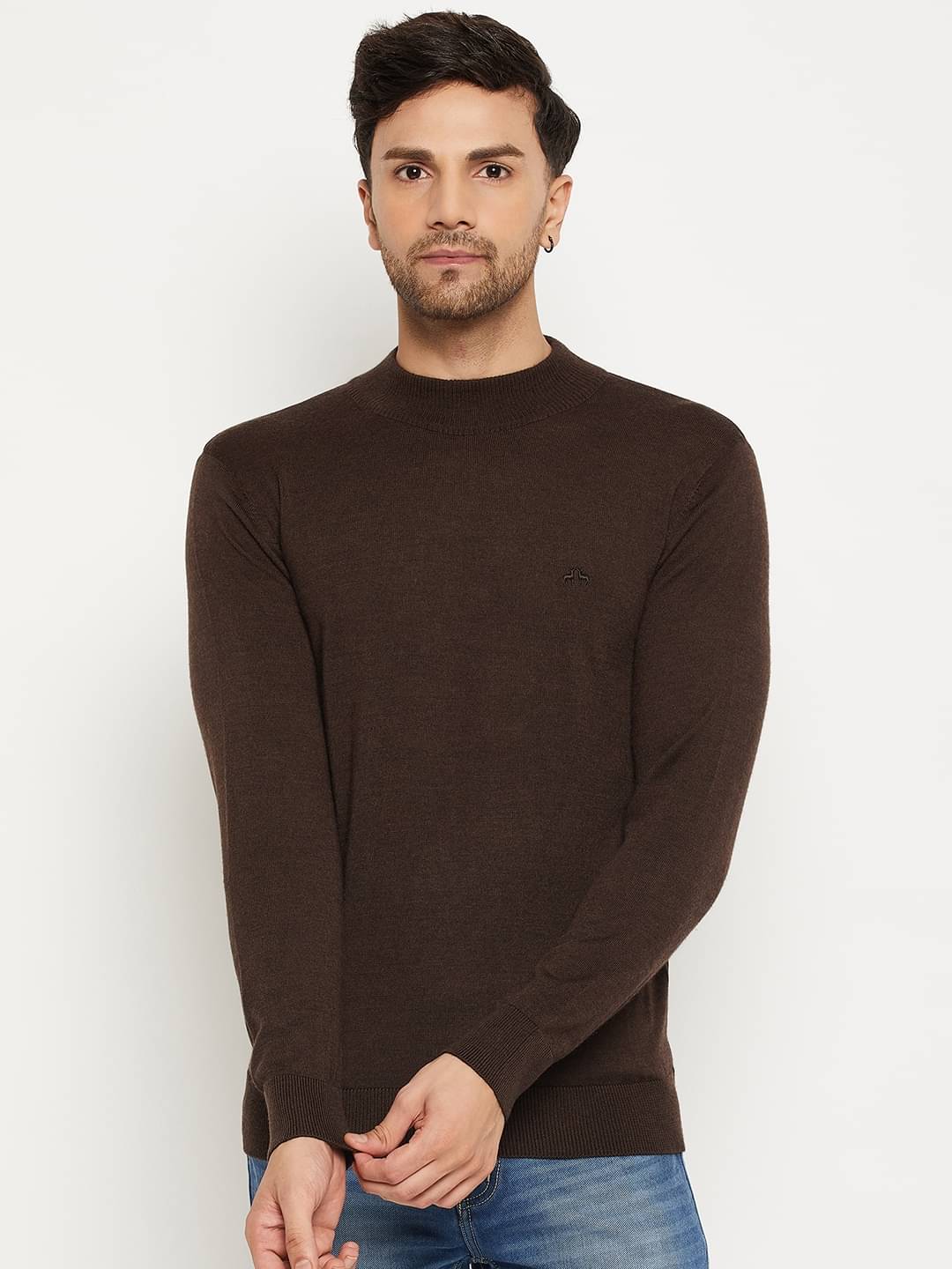     			98 Degree North Woollen Round Neck Men's Full Sleeves Pullover Sweater - Coffee ( Pack of 1 )