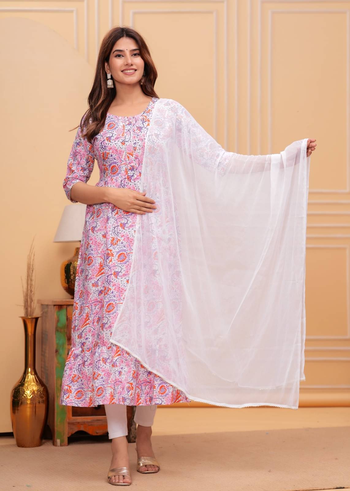 ASHISH PRINT Cotton Printed Kurti With Pants Women's Stitched Salwar Suit - Pink ( Pack of 1 ) ASHISH PRINT Cotton Printed Kurti With Pants Women's Stitched Salwar Suit - Pink ( Pack of 1 )