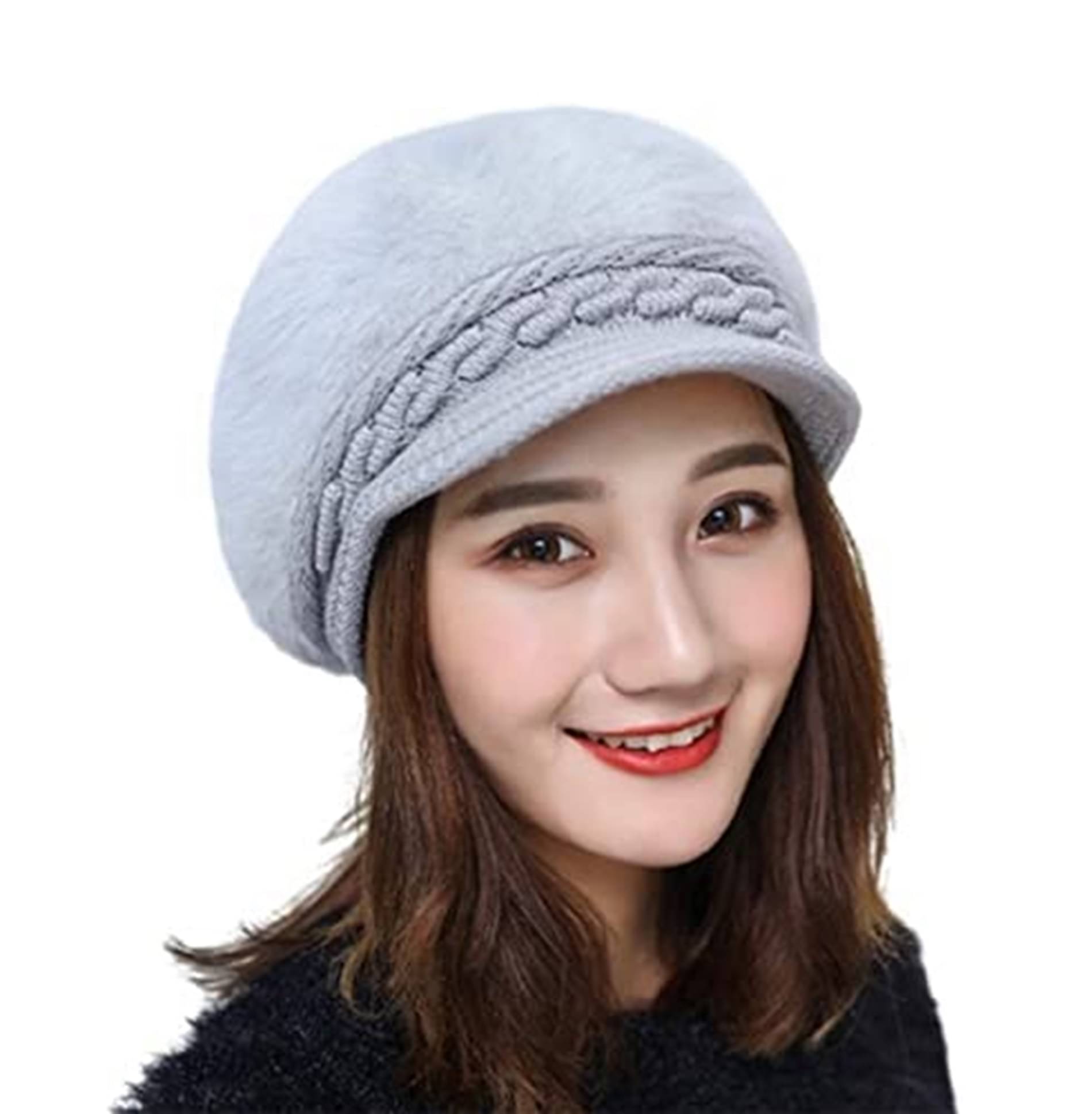     			ATIPRIYA Light Grey Woollen Women's Hat ( Pack of 1 )