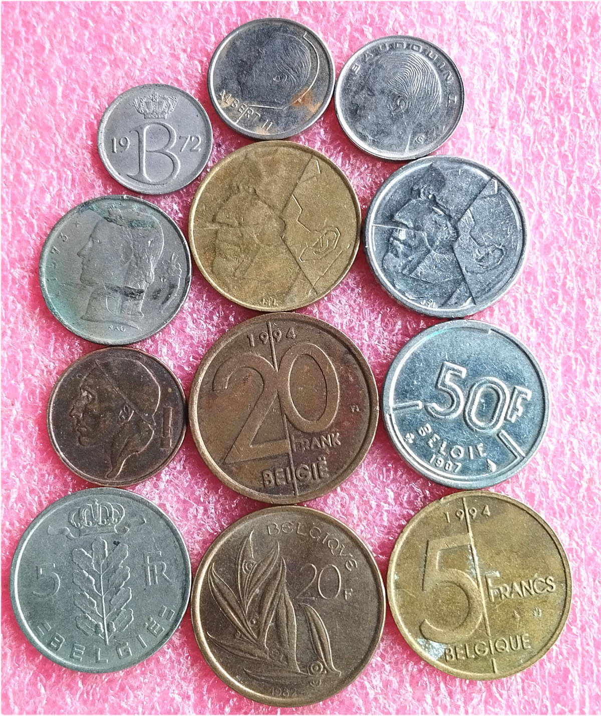     			BELGIUM 12 DIFF COINS SET