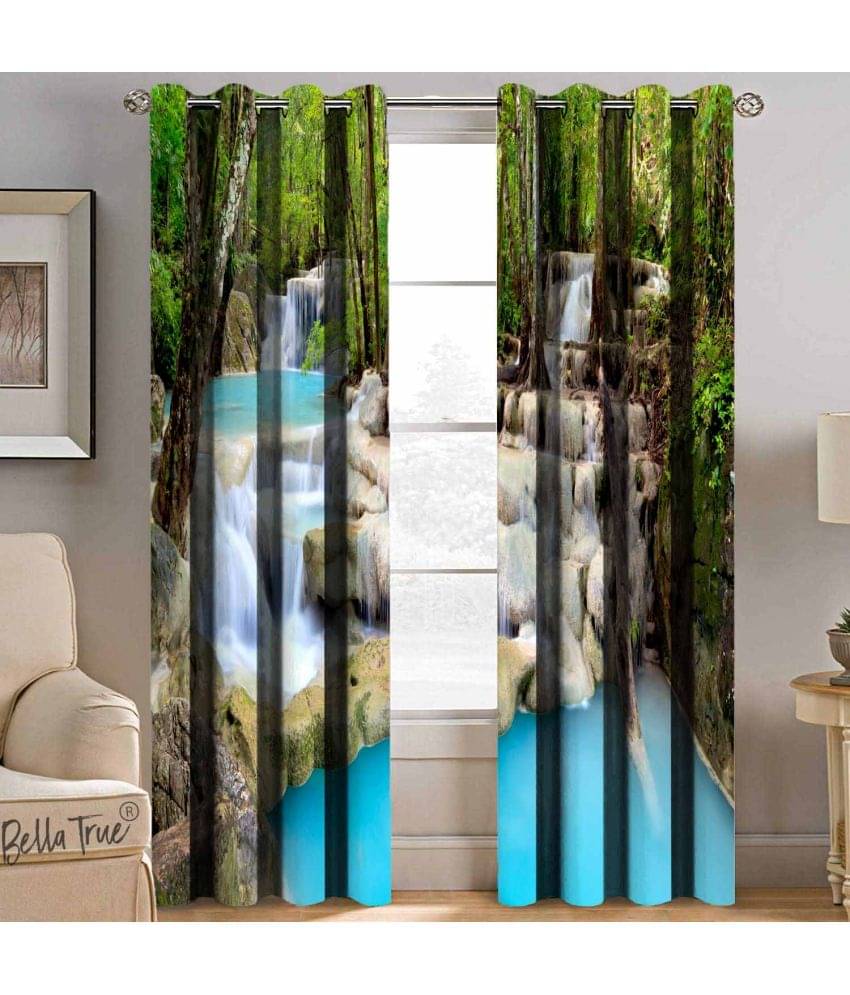 BELLA TRUE Set of 2 Long Door SemiTransparent Eyelet Polyester Multi Color Curtains ( 270 x 113 cm ) BELLA TRUE Set of 2 Long Door SemiTransparent Eyelet Polyester Multi Color Curtains ( 270 x 113 cm )