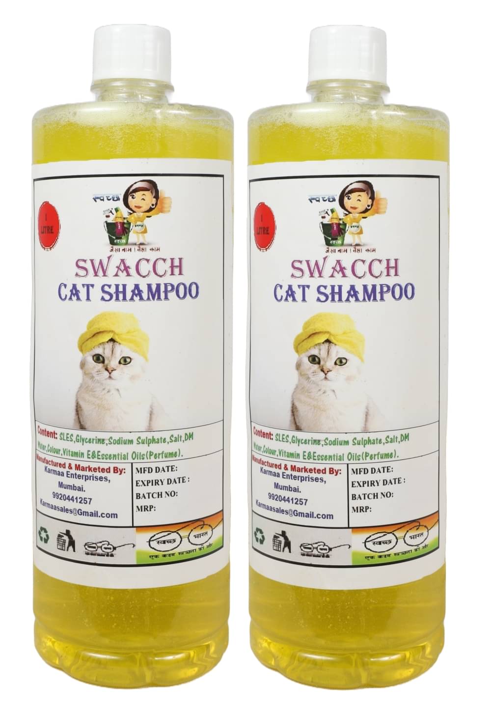 Cat Shampoo (1 Litre) (Pack of 2) Lemon Cat Shampoo (1 Litre) (Pack of 2) Lemon