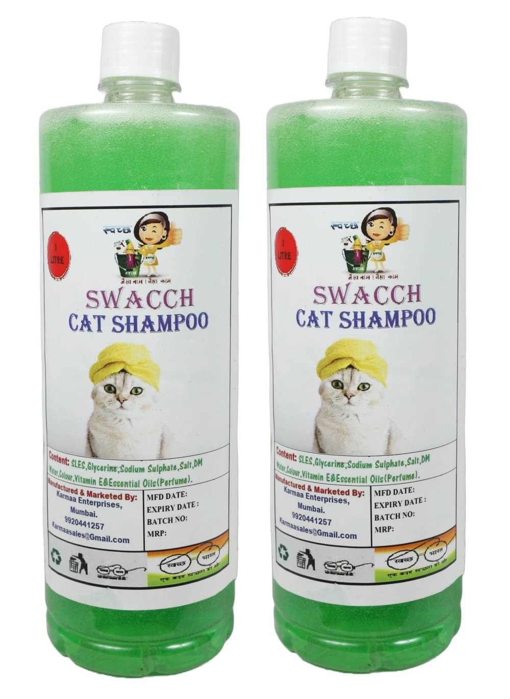 Cat Shampoo (1 Litre) (Pack of 2) Neem Alovera Cat Shampoo (1 Litre) (Pack of 2) Neem Alovera