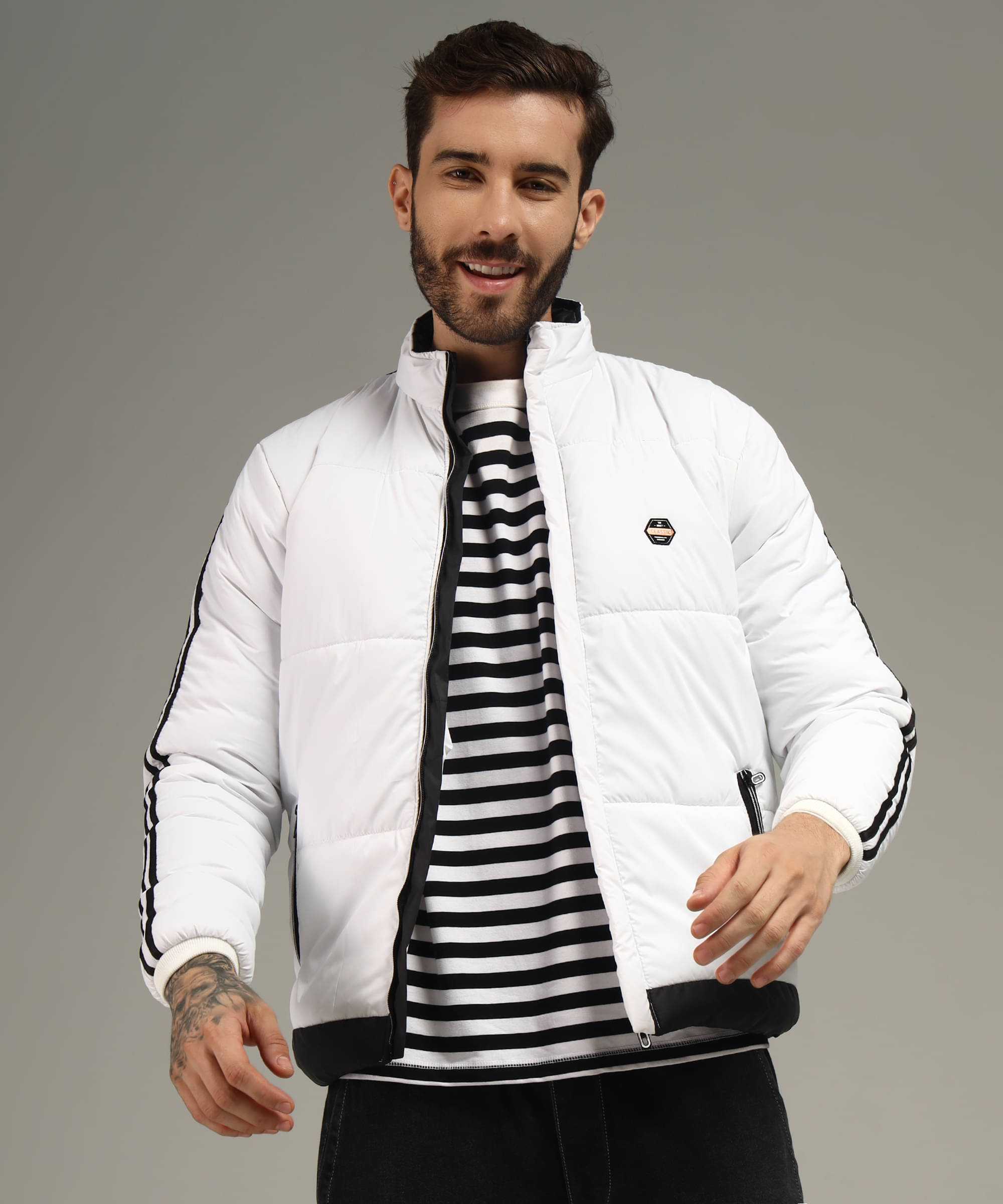 Christy World Nylon Men's Puffer Jacket - White ( Pack of 1 ) Christy World Nylon Men's Puffer Jacket - White ( Pack of 1 )