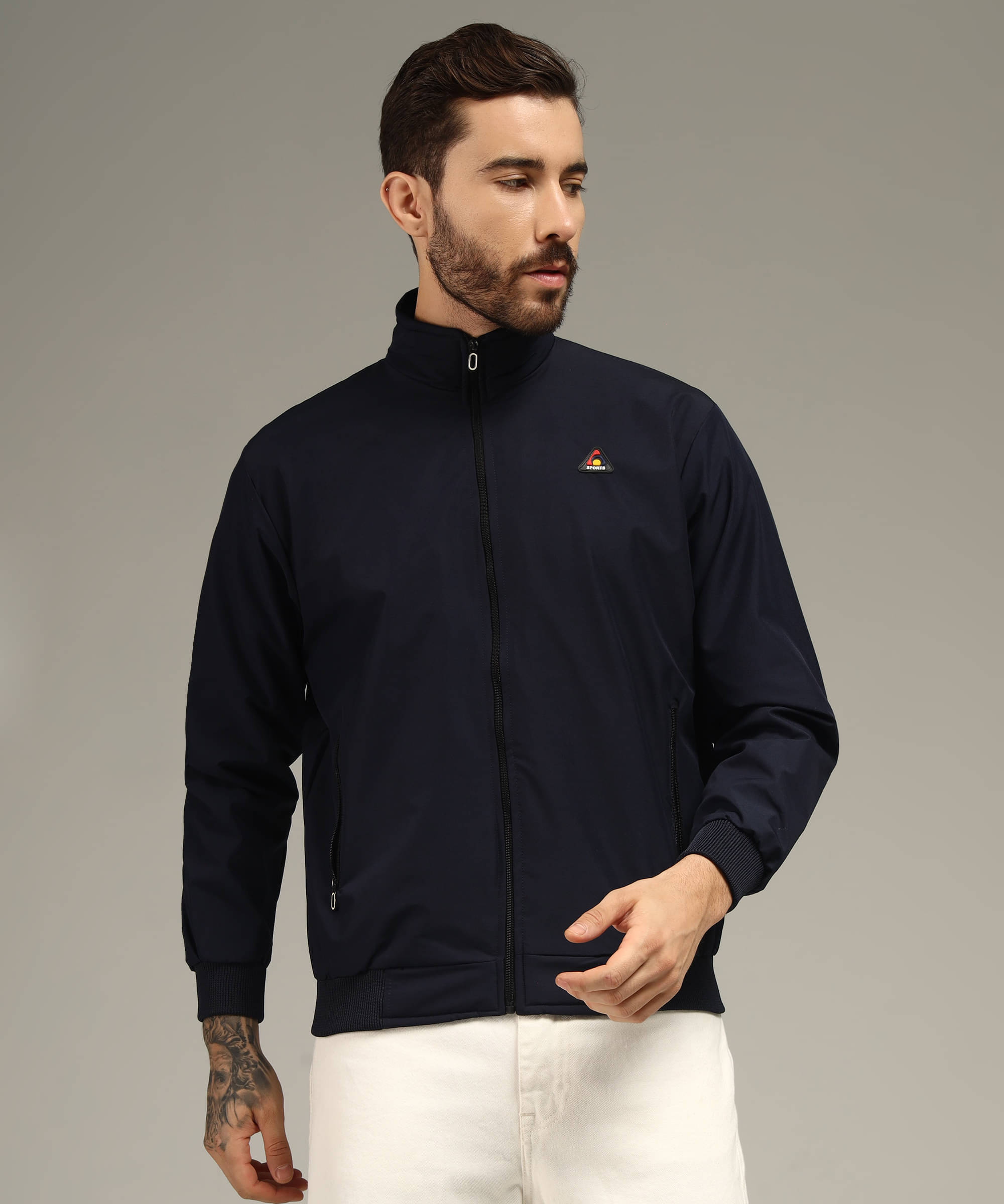Christy World Polyester Men's Windcheater Jacket - Navy ( Pack of 1 )     			Christy World Polyester Men's Windcheater Jacket - Navy ( Pack of 1 )