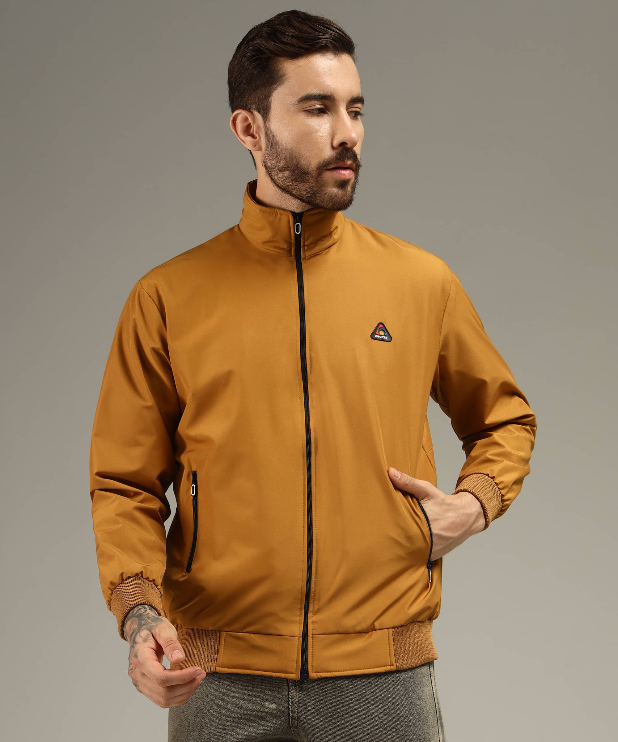     			Christy World Polyester Men's Windcheater Jacket - Mustard ( Pack of 1 )