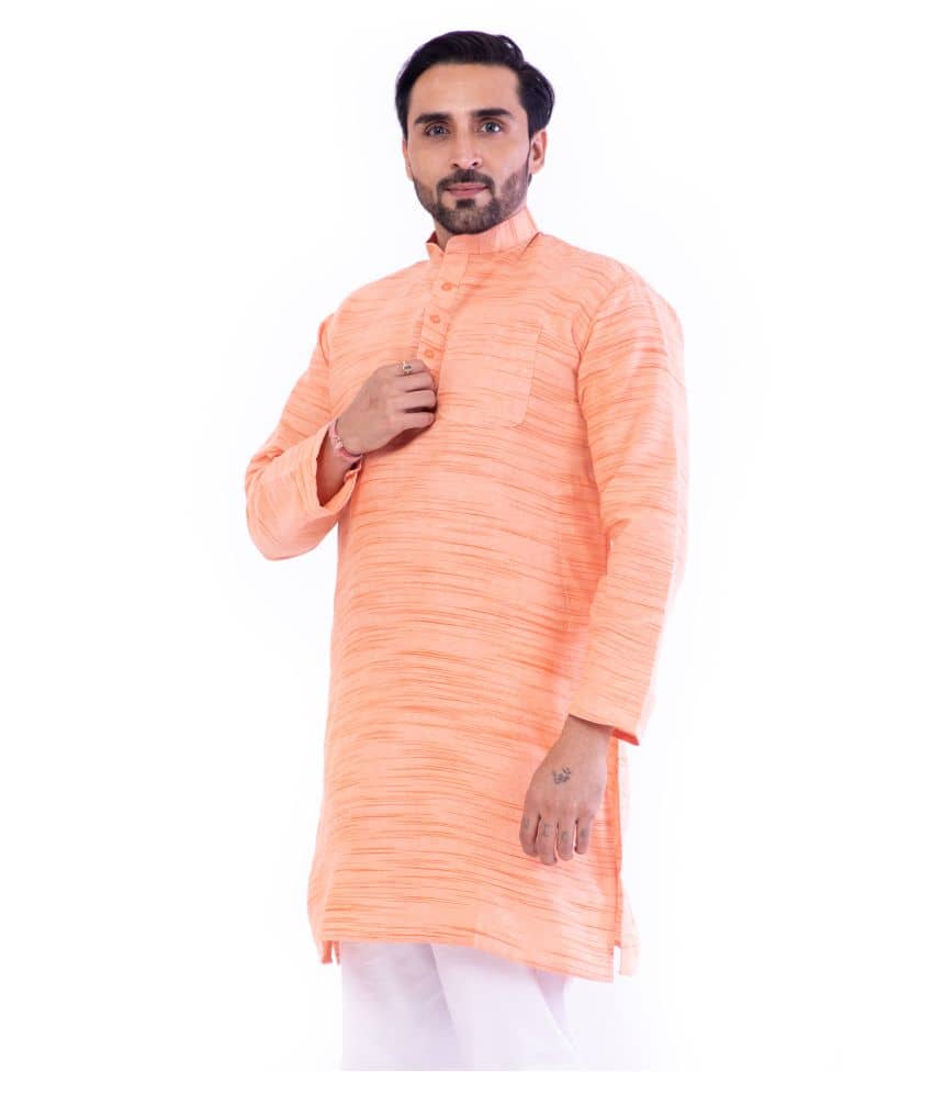 DESHBANDHU DBK - Orange Cotton Blend Men's Regular Kurta ( Pack of 1 ) - Kurtas & Kurta Sets | Buy online on ZillyBuy