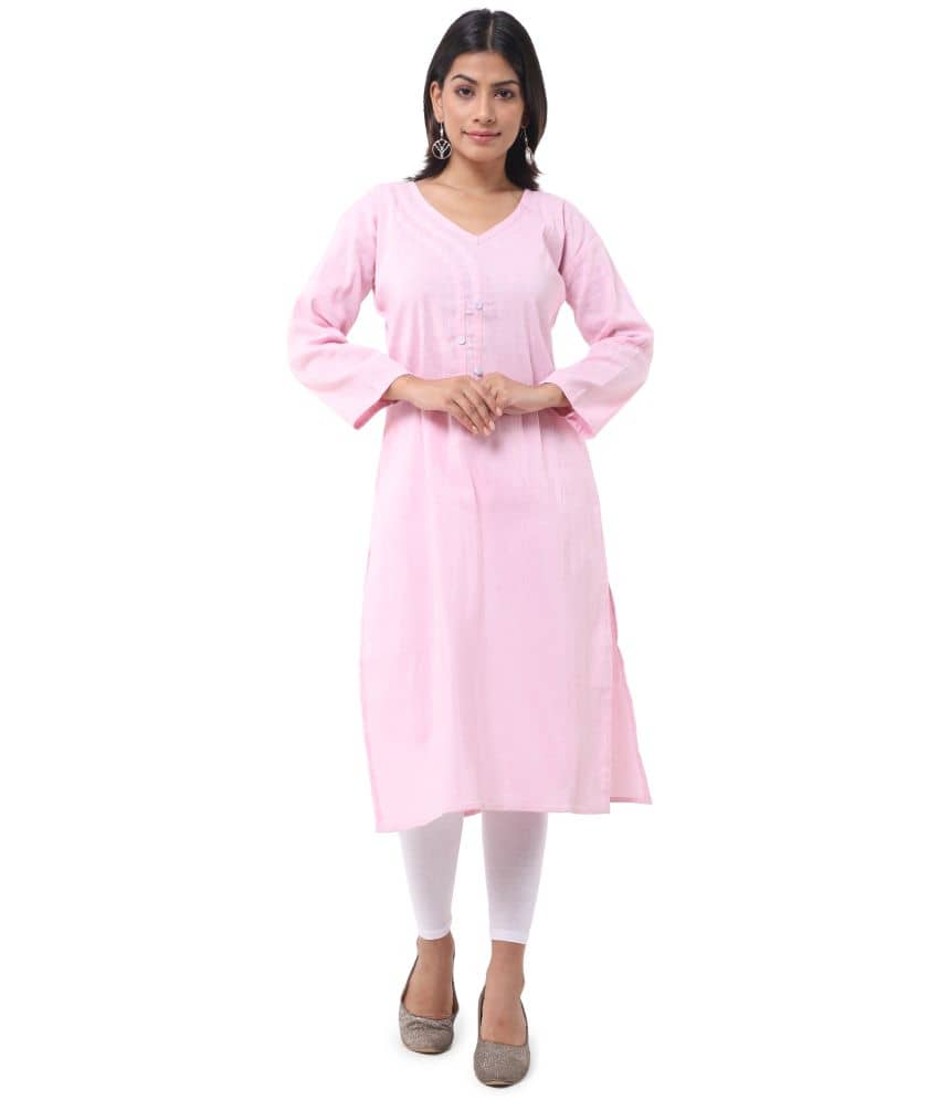 DESHBANDHU DBK - Pink Cotton Women's Straight Kurti - Kurtis, Tunics | Buy online on ZillyBuy