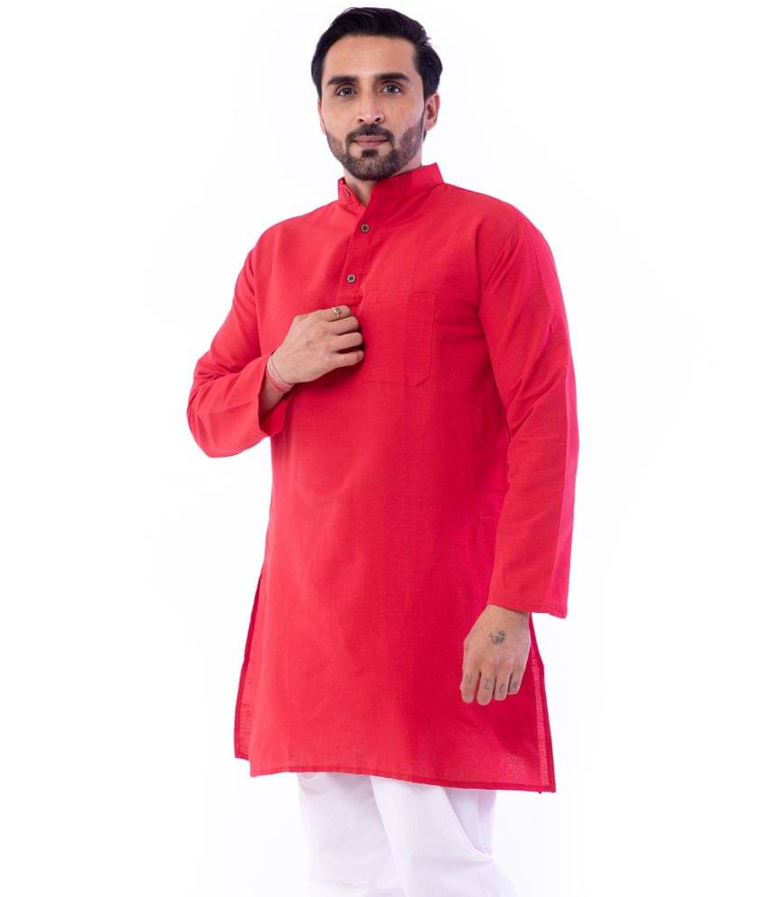 DESHBANDHU DBK - Red Cotton Blend Men's Regular Kurta ( Pack of 1 ) DESHBANDHU DBK - Red Cotton Blend Men's Regular Kurta ( Pack of 1 )