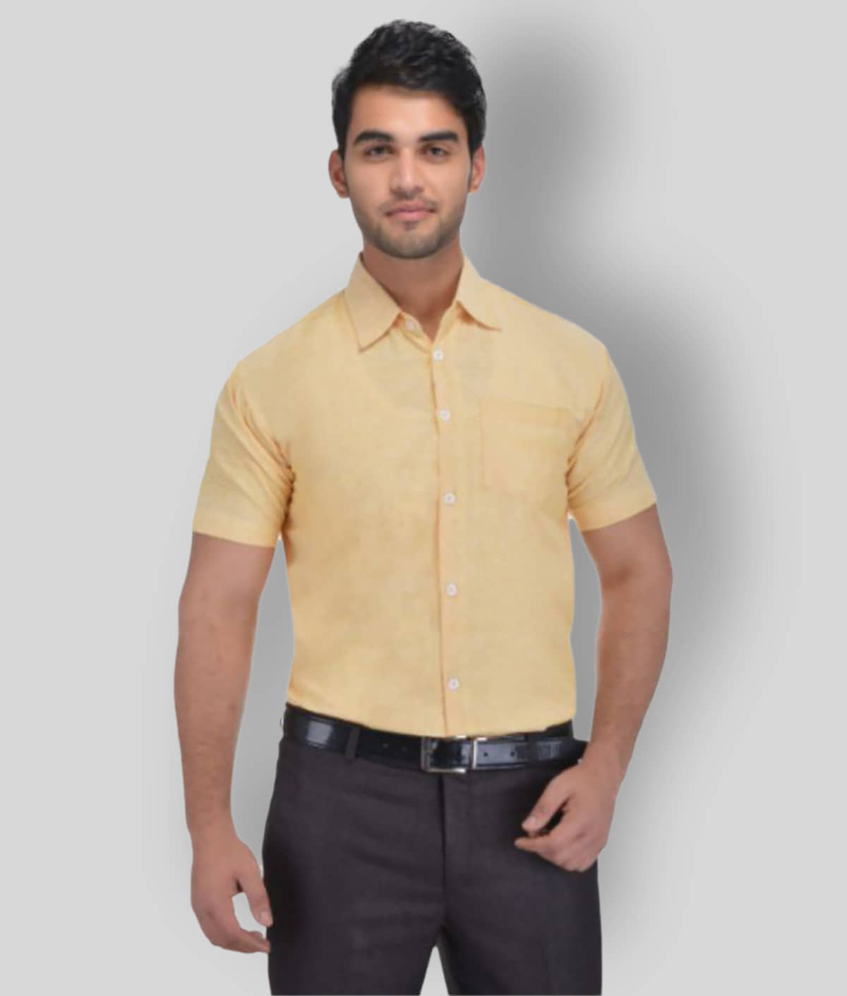 DESHBANDHU Cotton 100 Percent Cotton Regular Fit Men's Formal Shirt - Yellow ( Pack of 1 )