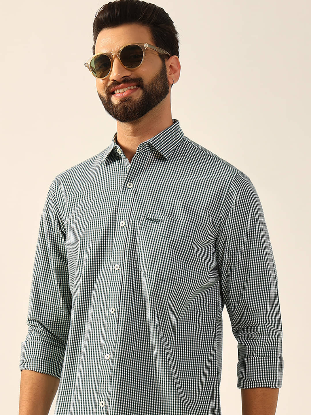 ENSPYR Cotton Blend Regular Fit Checks Full Sleeves Men's Casual Shirt - Black ( Pack of 1 )
