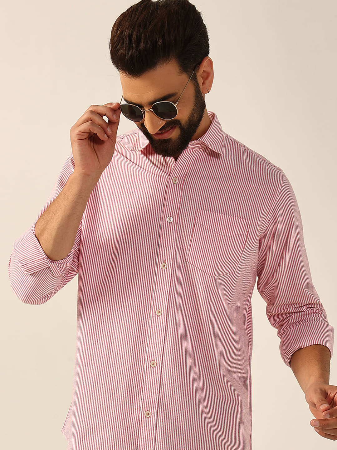 ENSPYR Cotton Blend Regular Fit Striped Full Sleeves Men's Casual Shirt - Red ( Pack of 1 ) ENSPYR Cotton Blend Regular Fit Striped Full Sleeves Men's Casual Shirt - Red ( Pack of 1 )