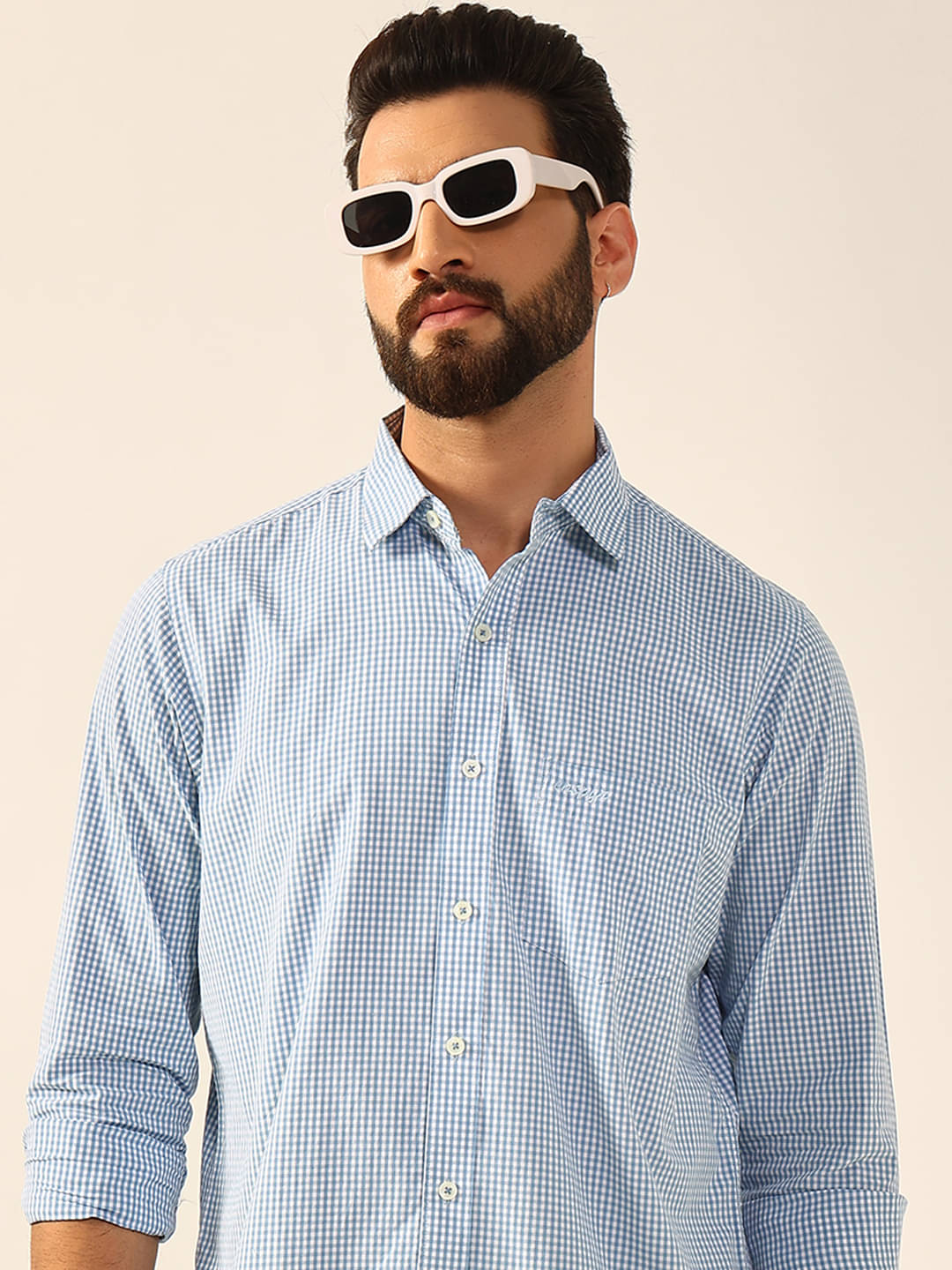 ENSPYR Cotton Blend Regular Fit Checks Full Sleeves Men's Casual Shirt - Blue ( Pack of 1 ) ENSPYR Cotton Blend Regular Fit Checks Full Sleeves Men's Casual Shirt - Blue ( Pack of 1 )