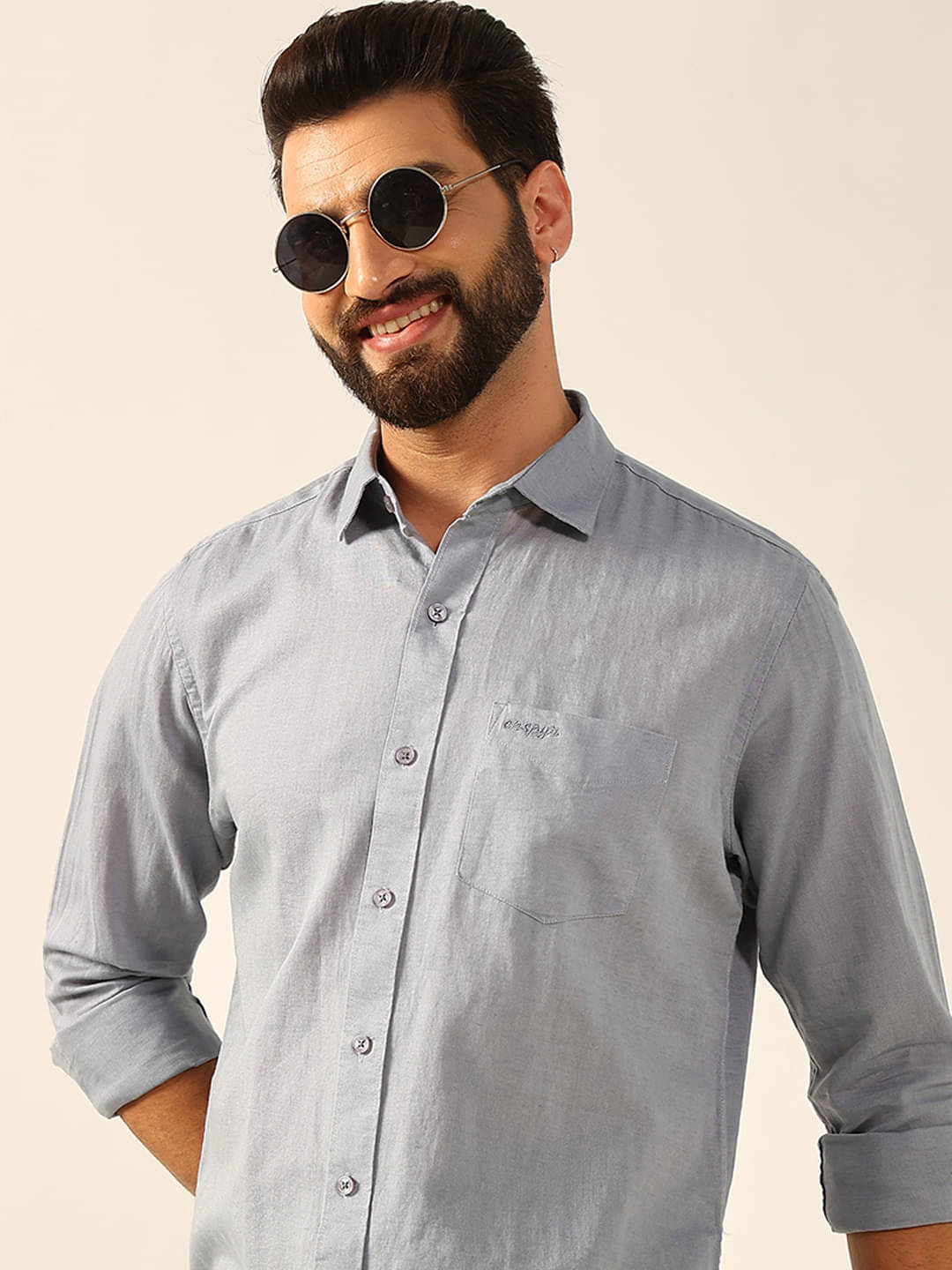 ENSPYR Cotton Blend Regular Fit Solids Full Sleeves Men's Casual Shirt - Grey ( Pack of 1 ) ENSPYR Cotton Blend Regular Fit Solids Full Sleeves Men's Casual Shirt - Grey ( Pack of 1 )