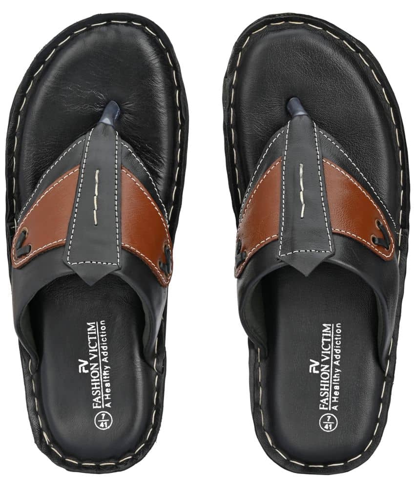 Fashion Victim - Black Men's Leather Slipper