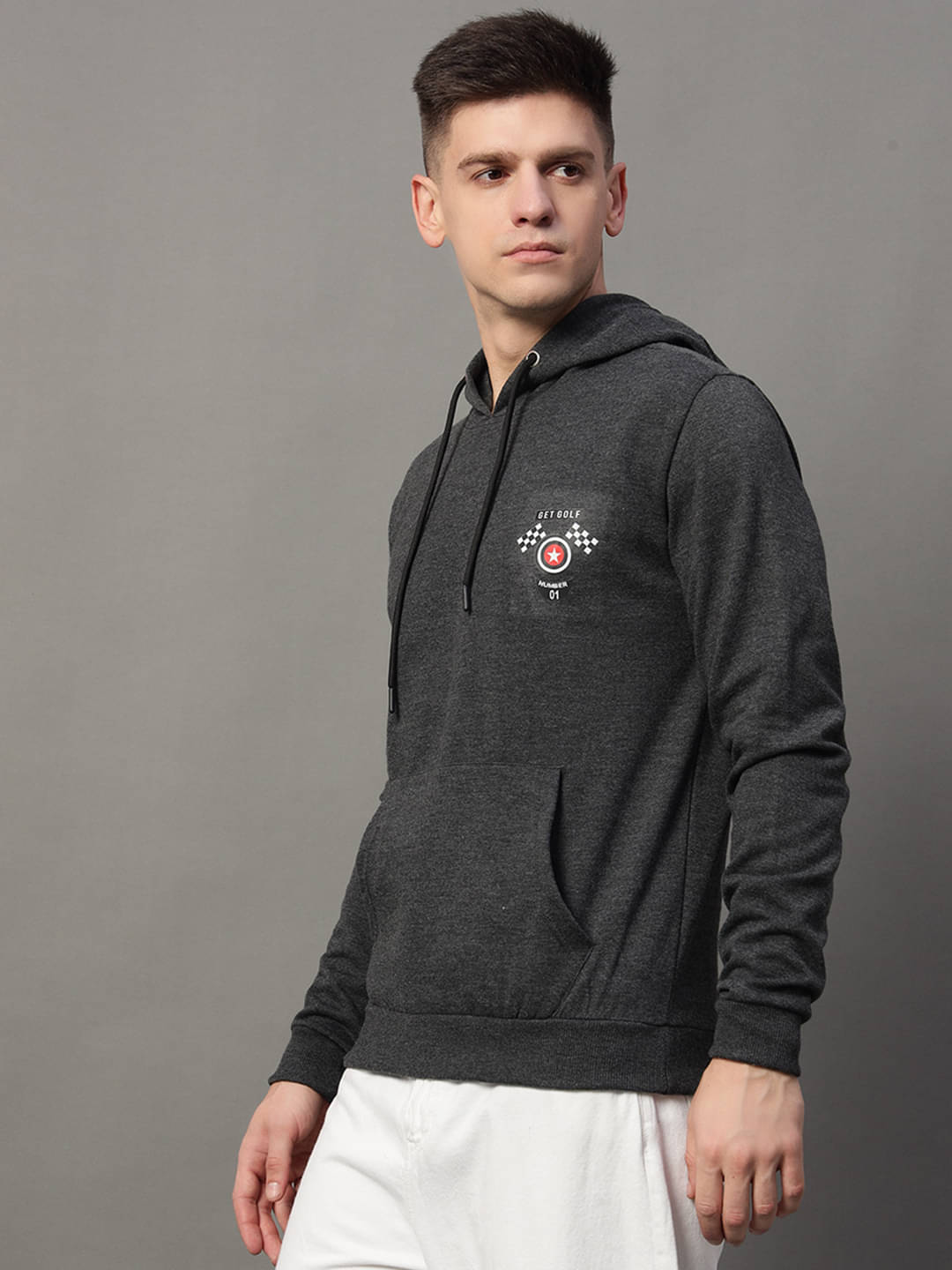 GET GOLF Fleece Hooded Men's Sweatshirt - Charcoal ( Pack of 1 ) GET GOLF Fleece Hooded Men's Sweatshirt - Charcoal ( Pack of 1 )