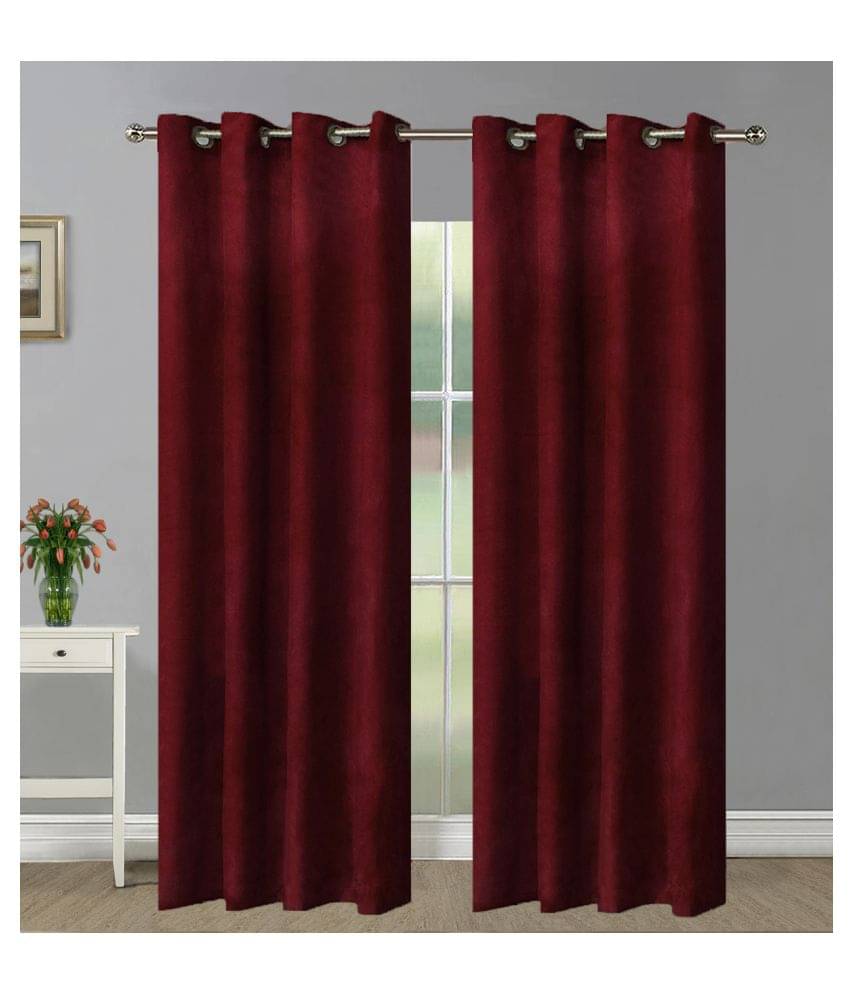 Home Candy Set of 2 Long Door Blackout Room Darkening Eyelet Polyester Maroon Curtains ( 274 x 114 cm ) Home Candy Set of 2 Long Door Blackout Room Darkening Eyelet Polyester Maroon Curtains ( 274 x 114 cm )