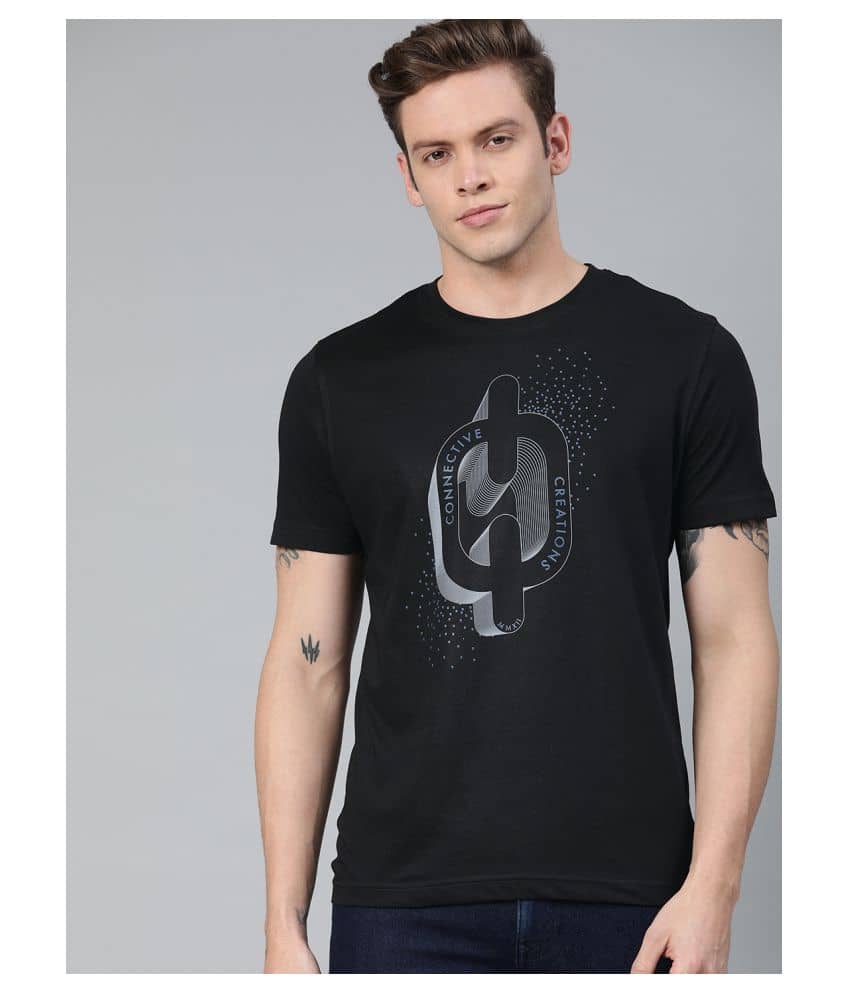 Huetrap Pack of 1 Cotton Regular Fit Men's T-Shirt ( Black )