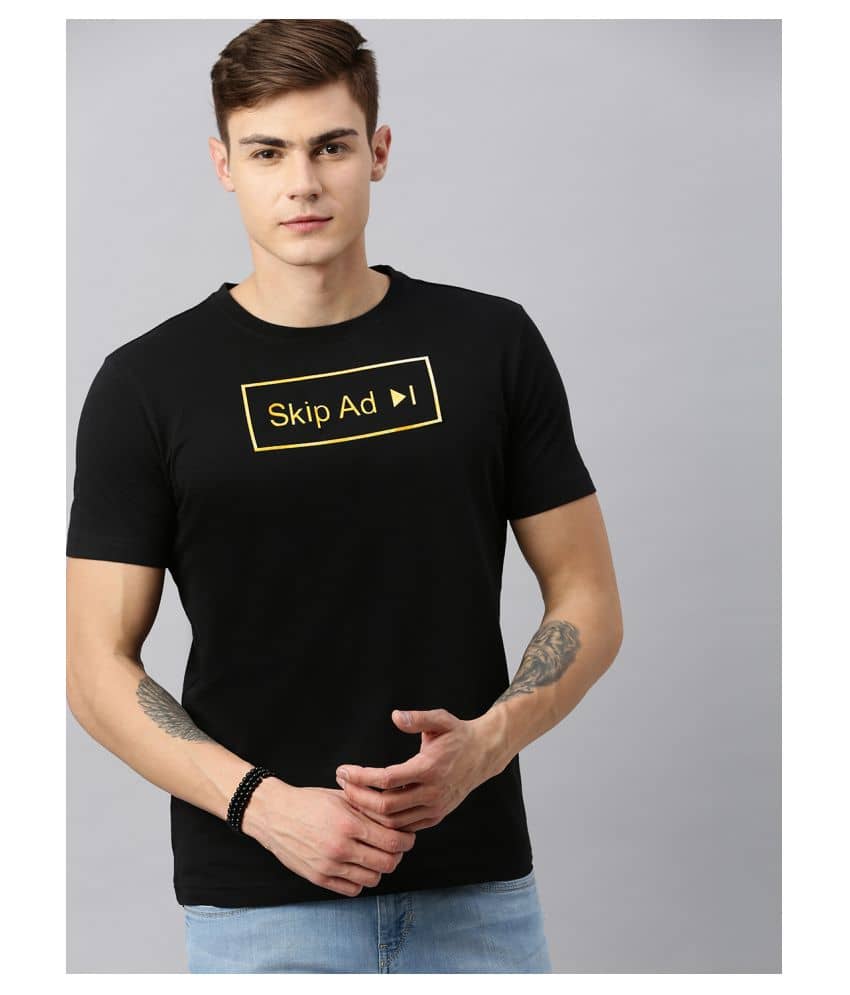 Huetrap Pack of 1 Cotton Blend Regular Fit Men's T-Shirt ( Black )