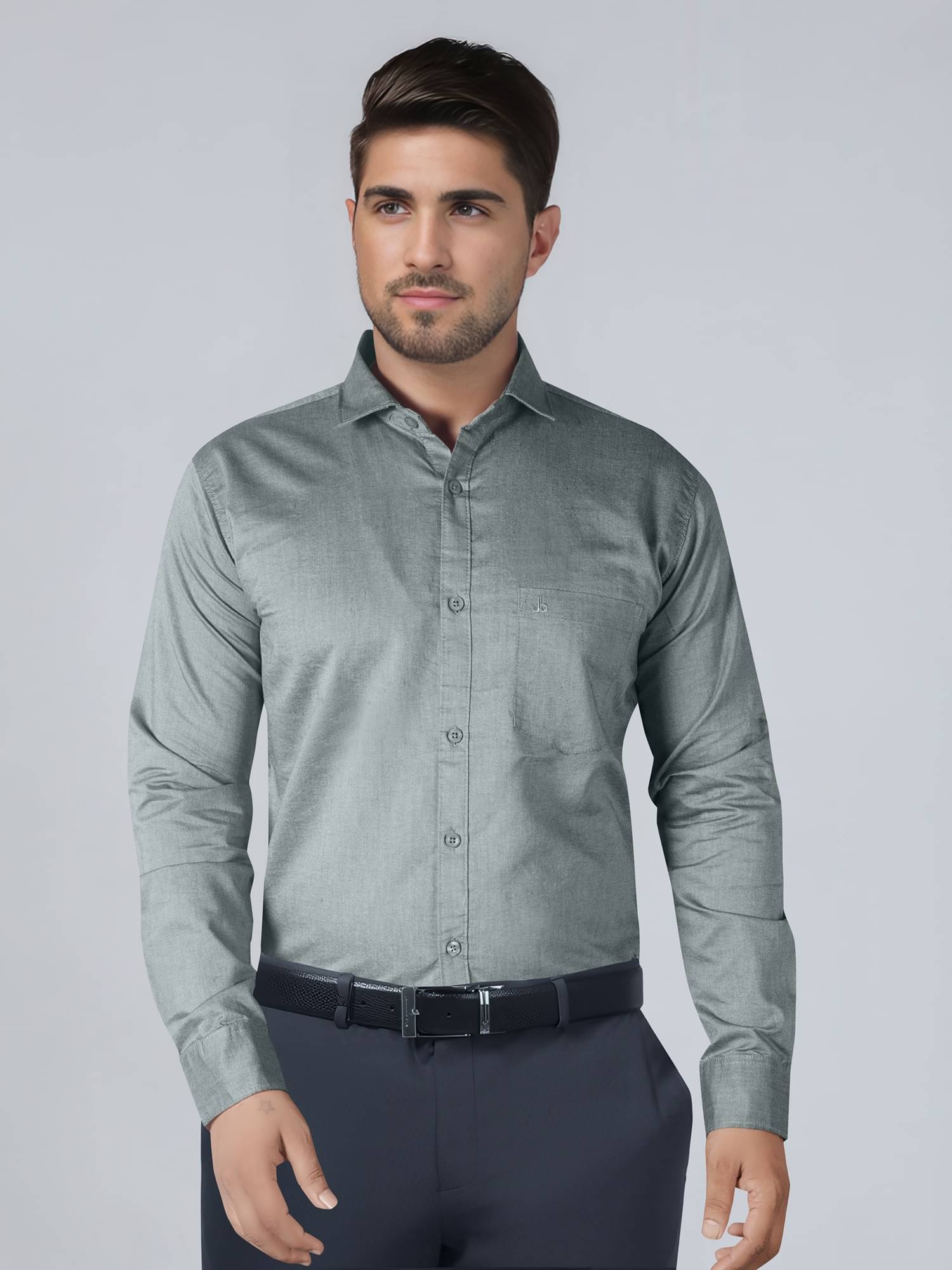     			JB JUST BLACK 100% Cotton Regular Fit Solids Full Sleeves Men's Casual Shirt - Green ( Pack of 1 )