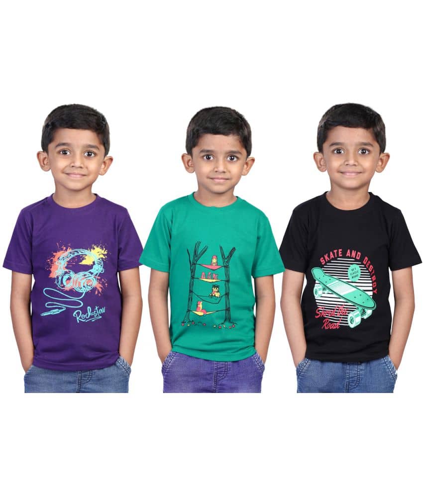 JILZ Pack of 1 Boys Cotton T-Shirt ( Multi Color )