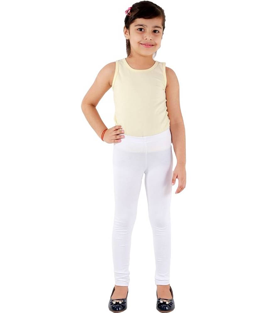 Kids Cave Pack of 1 Girls Cotton Blend Leggings ( White )