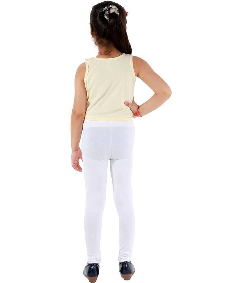 Kids Cave Pack of 1 Girls Cotton Blend Leggings ( White )