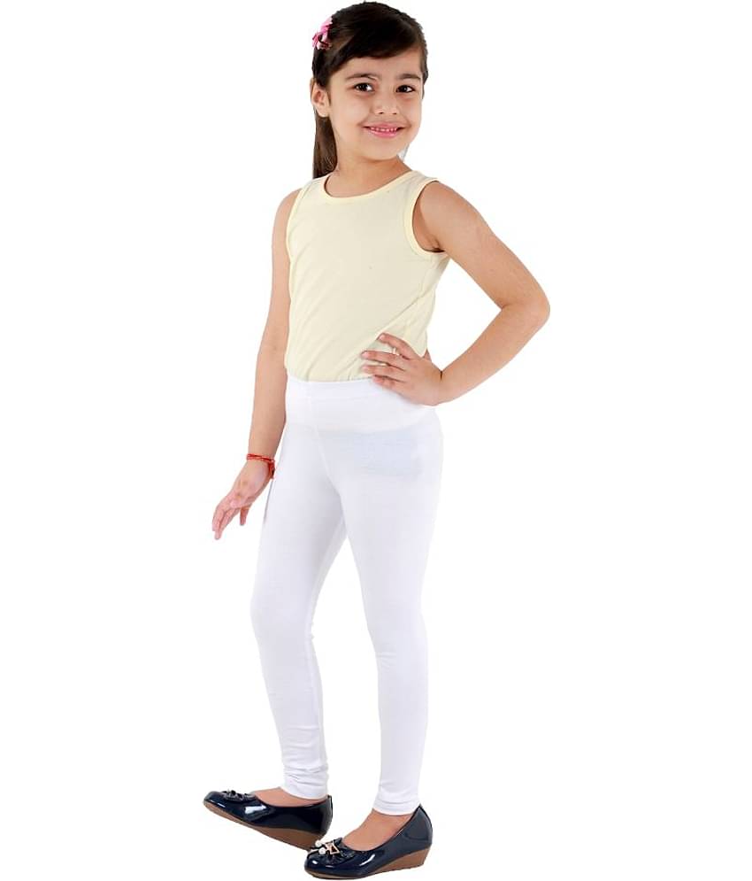 Kids Cave Pack of 1 Girls Cotton Blend Leggings ( White )