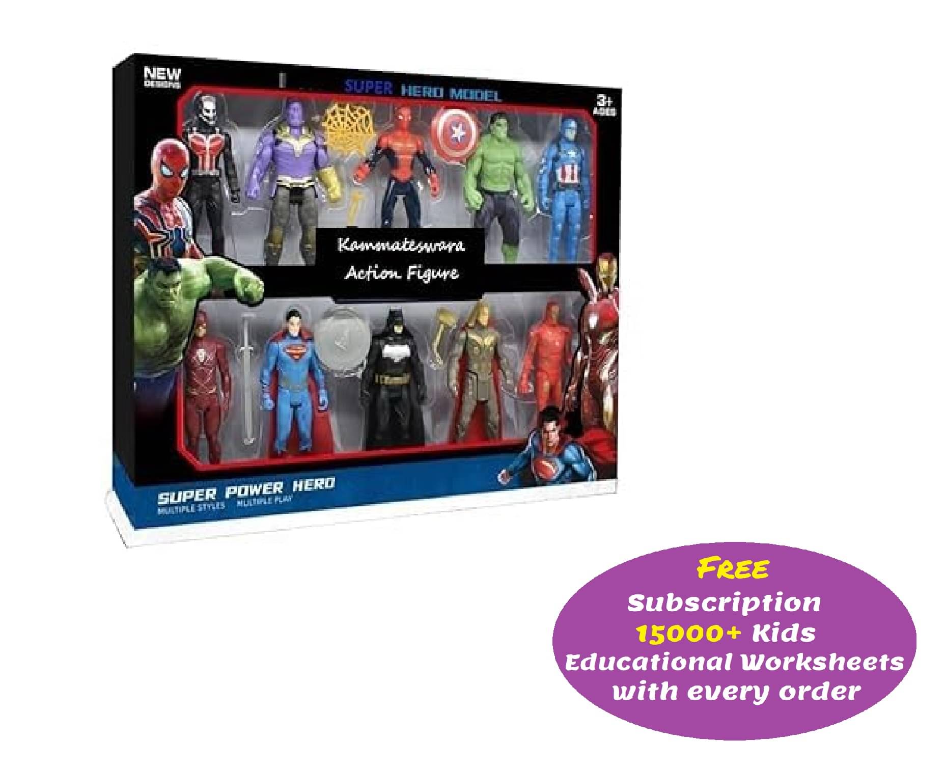 Kidsaholic Action Figure Toys, Set of 10 Figurines, with Free Kids Educational Worksheets Kidsaholic Action Figure Toys, Set of 10 Figurines, with Free Kids Educational Worksheets