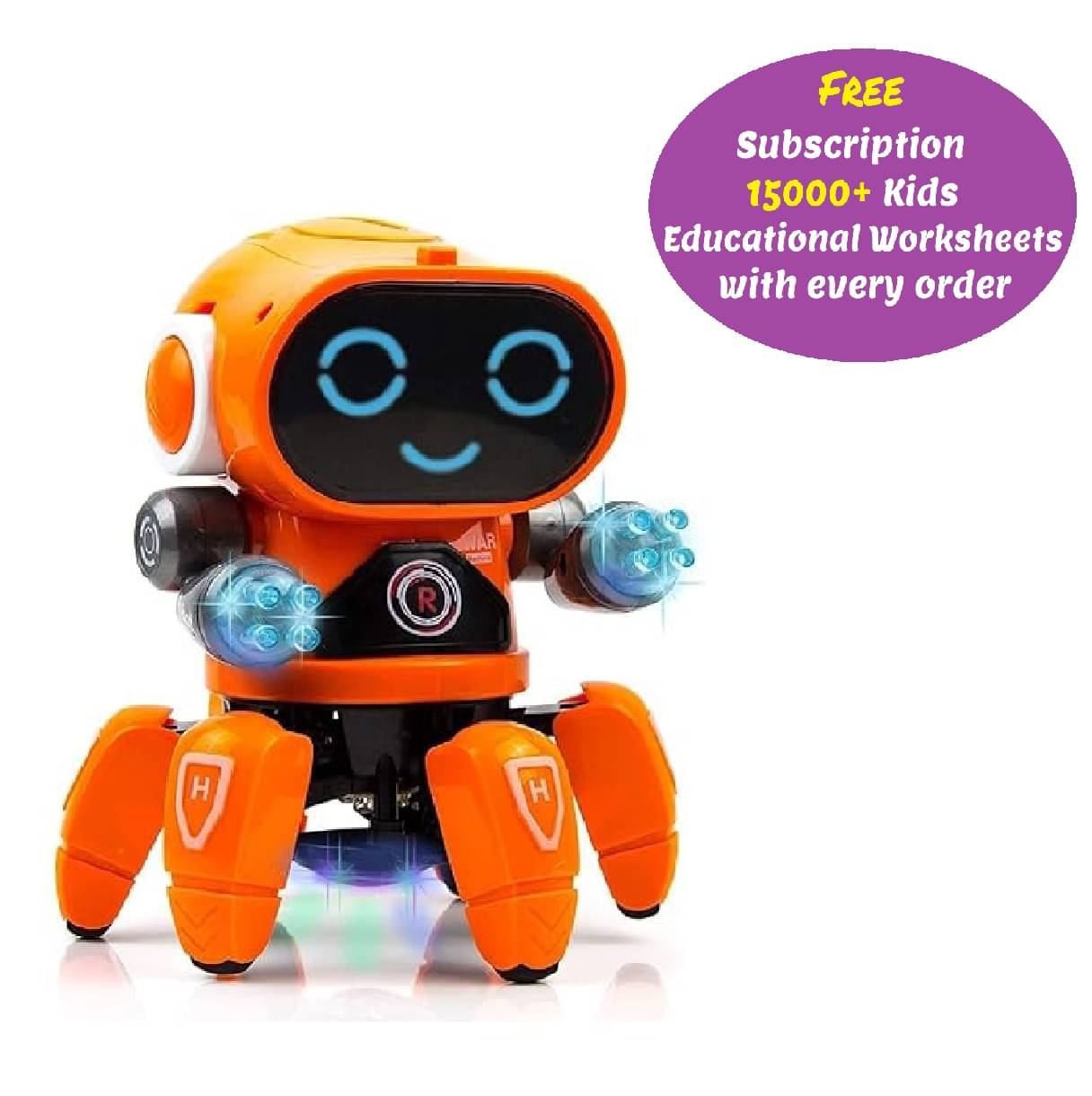 Kidsaholic Dancing Robot with Light and Music All Direction Movement Dancing Robot Toys for Boys and Girls Age 3+ (Free Subscription of Kids Educational worksheets) Kidsaholic Dancing Robot with Light and Music All Direction Movement Dancing Robot Toys for Boys and Girls Age 3+ (Free Subscription of Kids Educational worksheets)