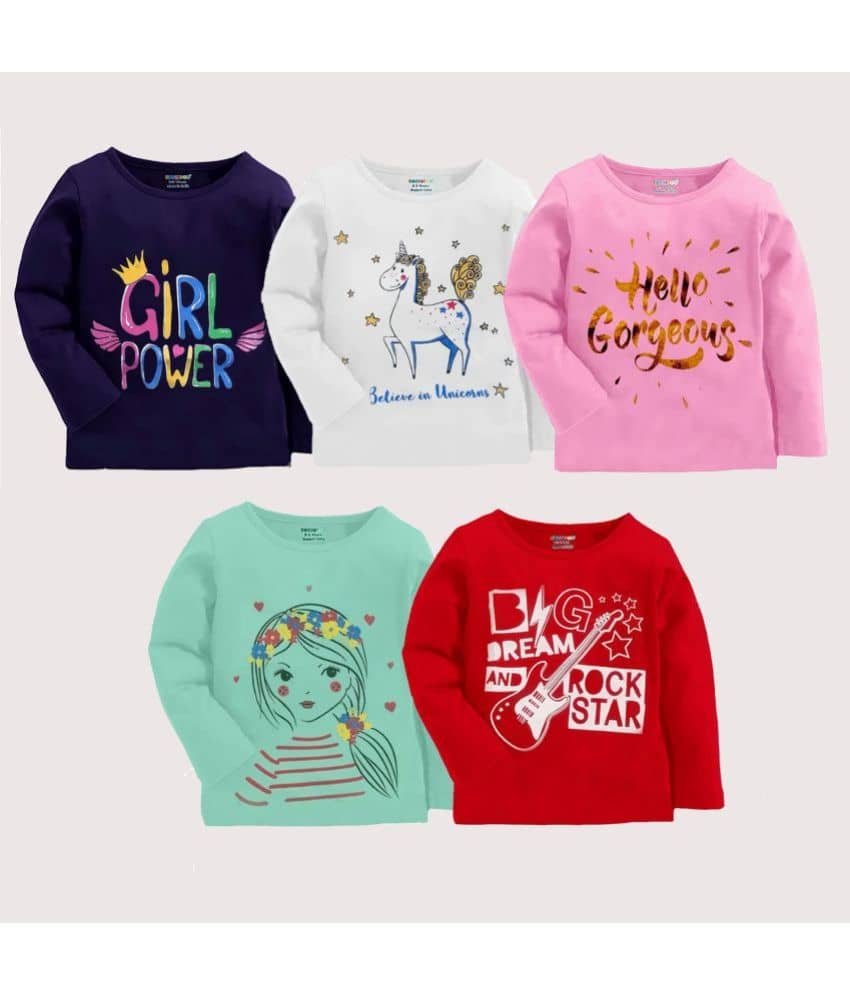 Kuchipoo Pack of 5 Girls Cotton Blend T-Shirt ( Multicolor4 )