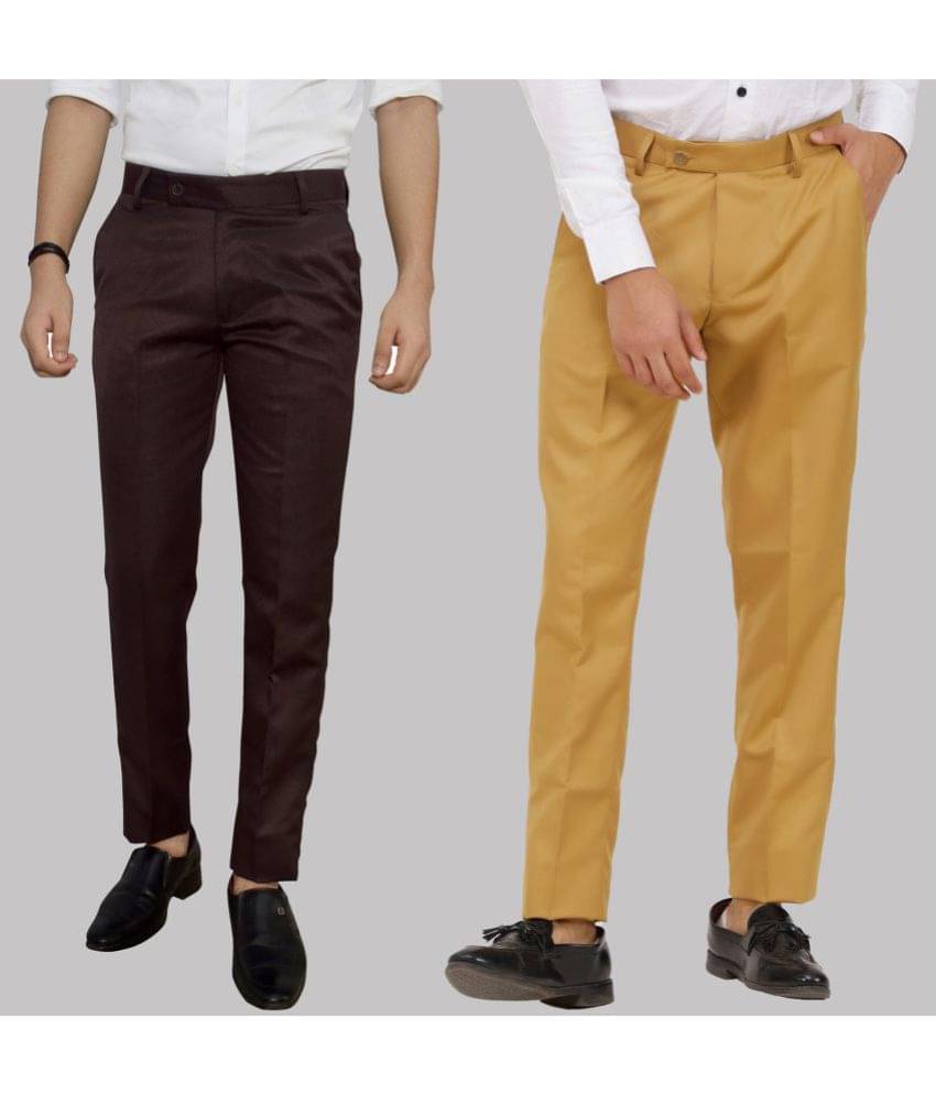     			Kundan - Multicolor Cotton Blend Regular - Fit Men's Formal Pants ( Pack of 2 )