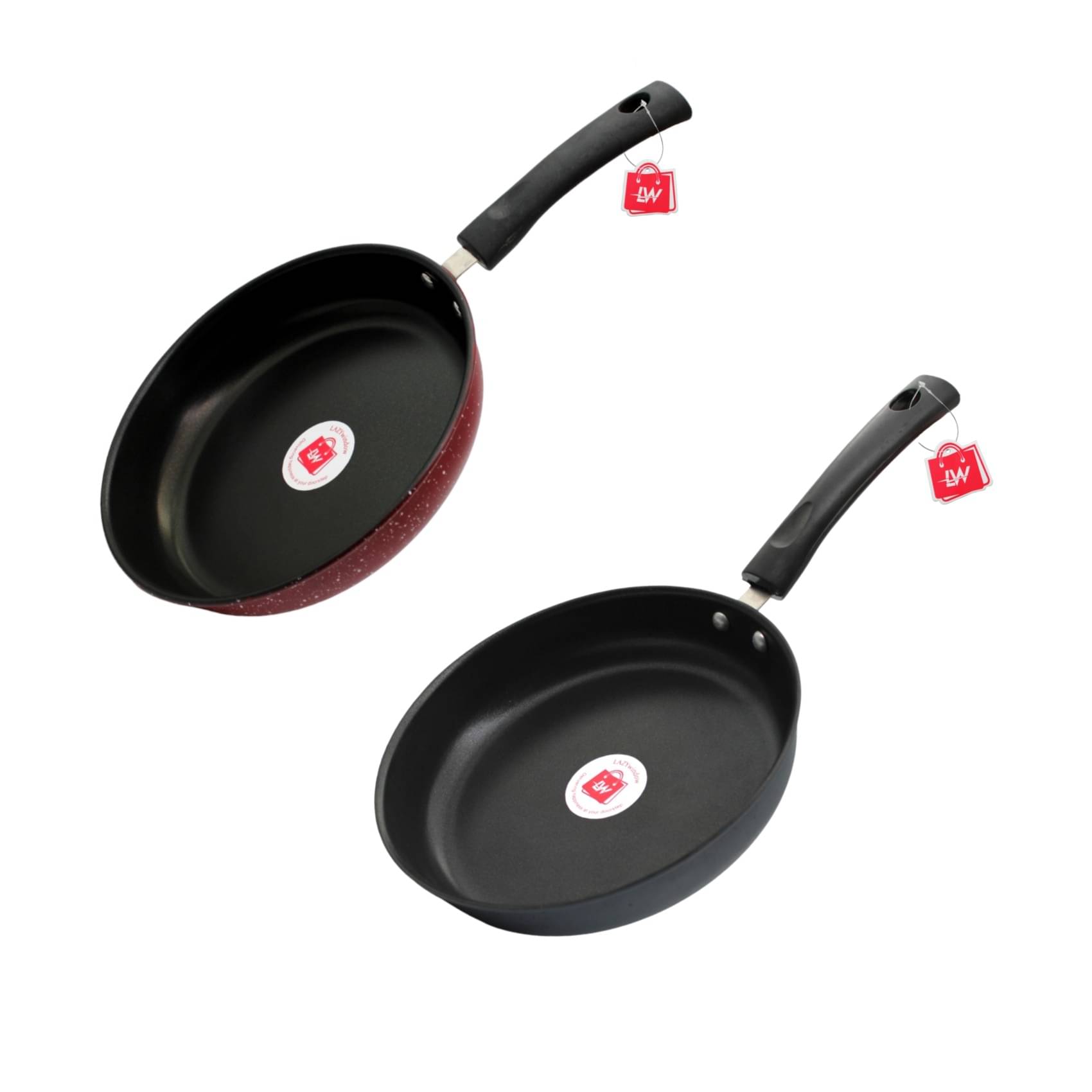     			LAZYWINDOW Fry Pans Non-Stick Hard Anodised Tadka Pan Induction Bottom without Lid mm Thickness 22 cm Diameter 1 Ltr