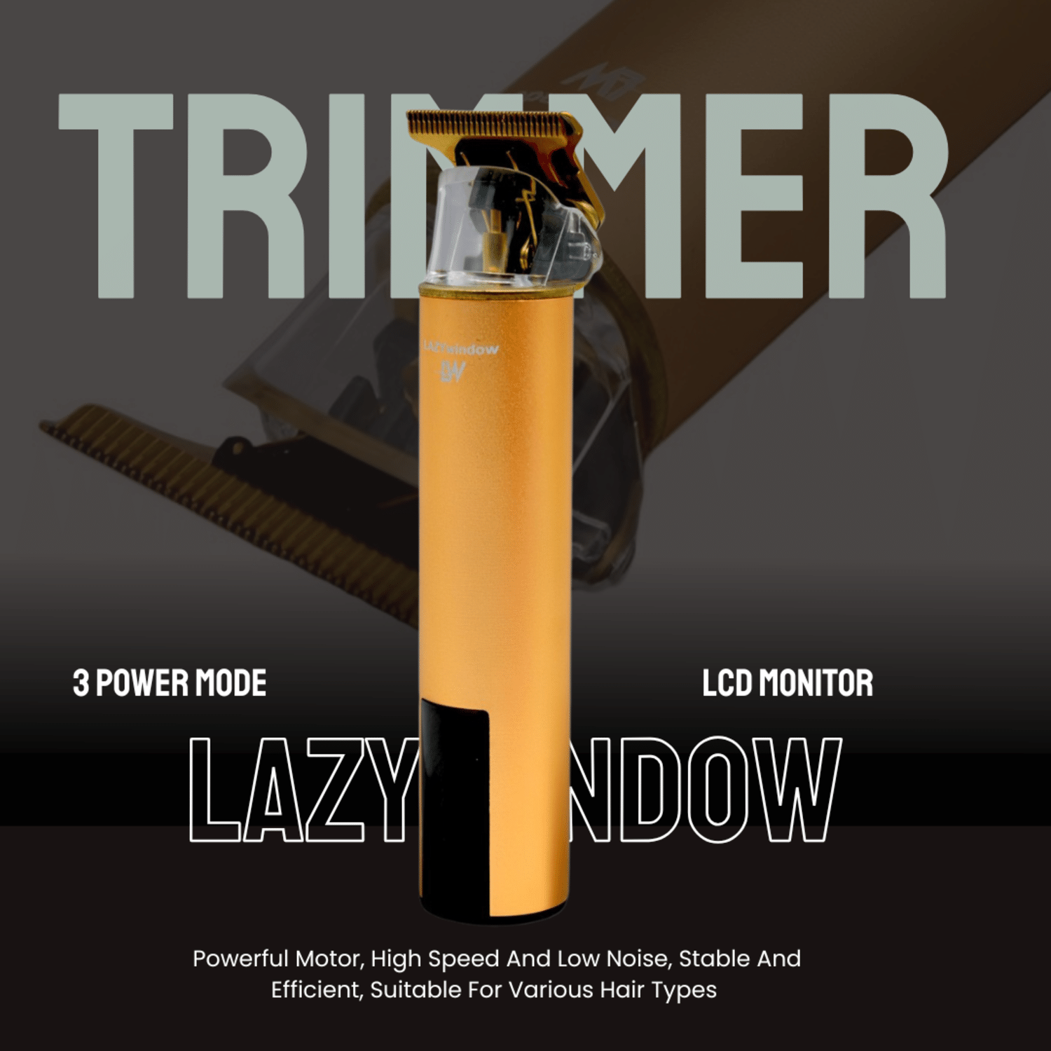     			LAZYWINDOW Golden Trimmer Gold Cordless Beard Trimmer With 120 minutes Runtime