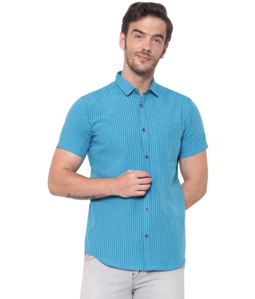     			Latest Chikan - Blue Cotton Blend Regular Fit Men's Casual Shirt (Pack of 1)