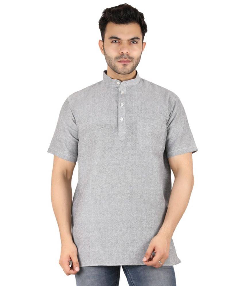 Latest Chikan - Grey Cotton Men's Shirt Style Kurta ( Pack of 1 )     			Latest Chikan - Grey Cotton Men's Shirt Style Kurta ( Pack of 1 )