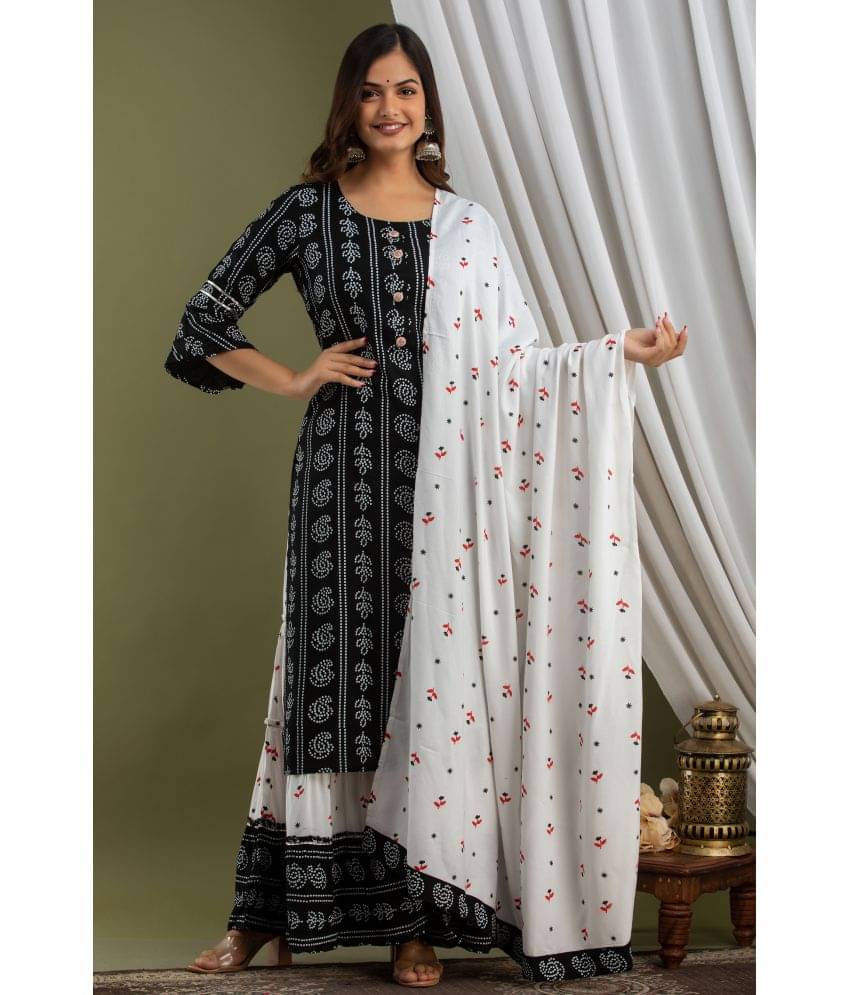     			Lee Moda - Black Straight Rayon Women's Stitched Salwar Suit ( Pack of 1 )