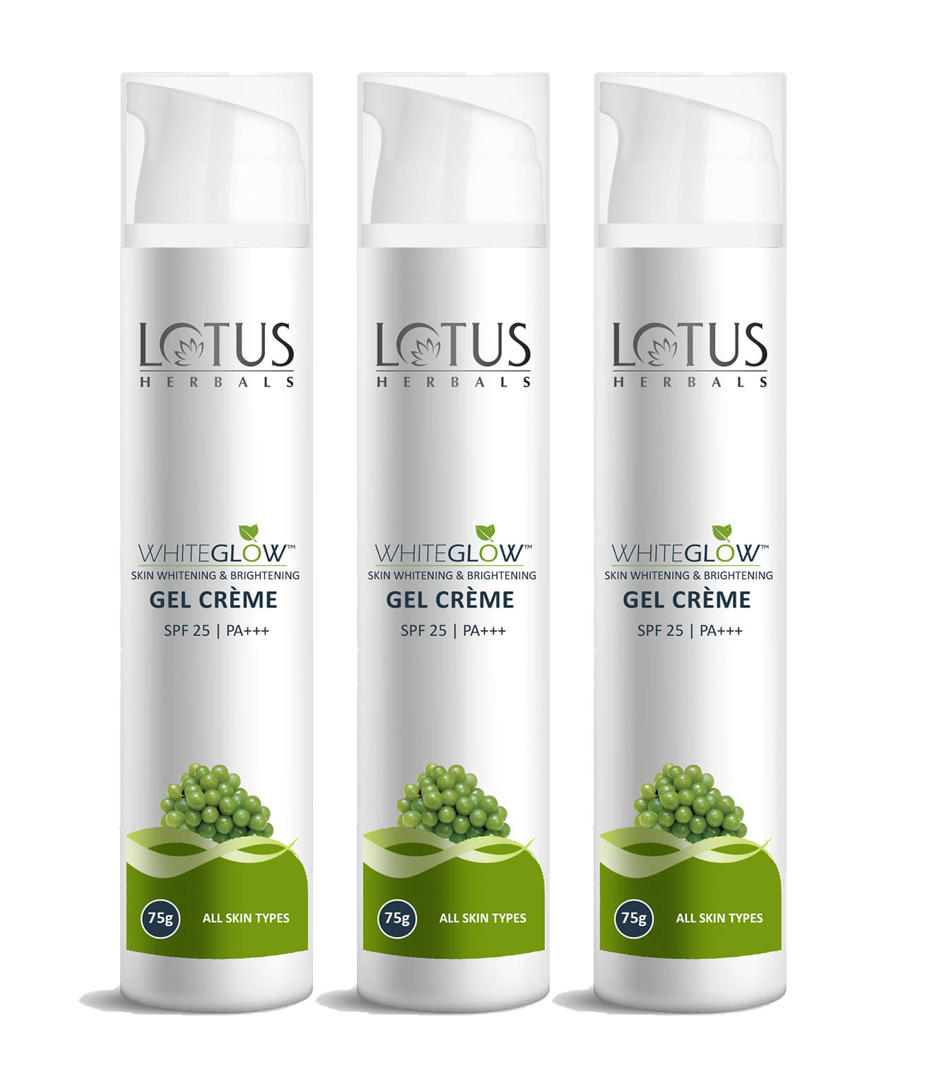     			Lotus Herbals WhiteGlow Grape Extract Gel Cream Bigger Pack 75g (Pack of 3)