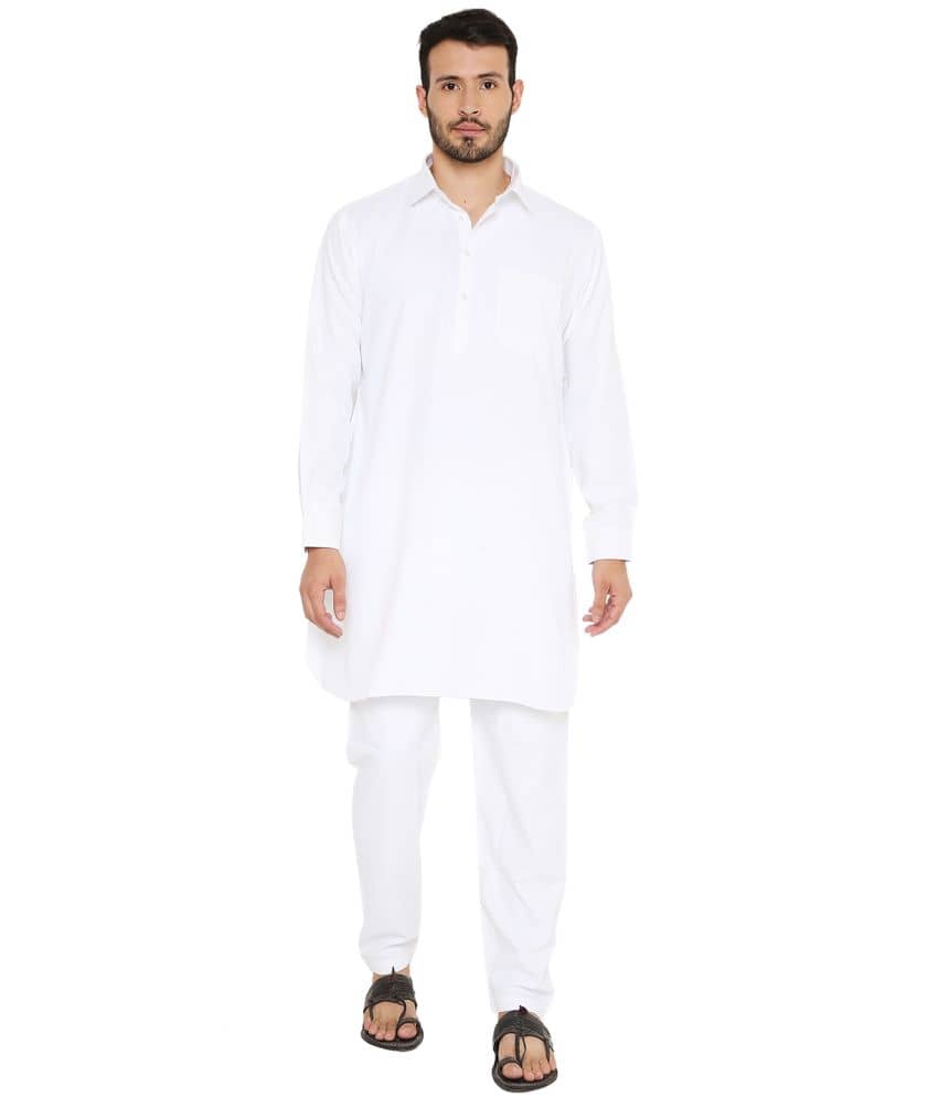 Maharaja White Polyester Blend Kurta Pyjama Set - Kurtas & Kurta Sets | Buy online on ZillyBuy