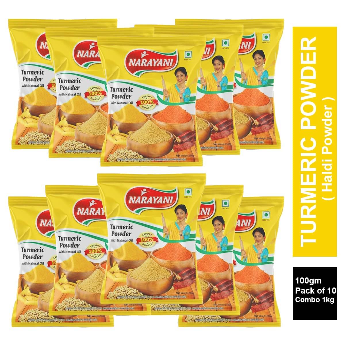    			Narayani Spices 100 gm Haldi (Turmeric) ( Pack of 10 )