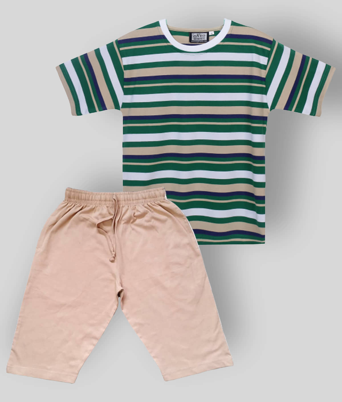Neo Garments Pack of 1 Boys Cotton T-Shirt & Shorts Set ( Green )